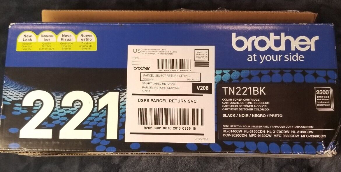 Genuine Brother TN-221 Black  Toner Cartridge F. Shipping  *OPEN BOX