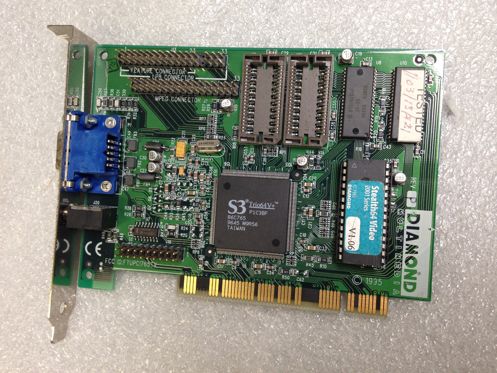 Diamond Multimedia S3 TRIO64V+ P1C3BF 86C765 22030093-003 PCI VIDEO Card