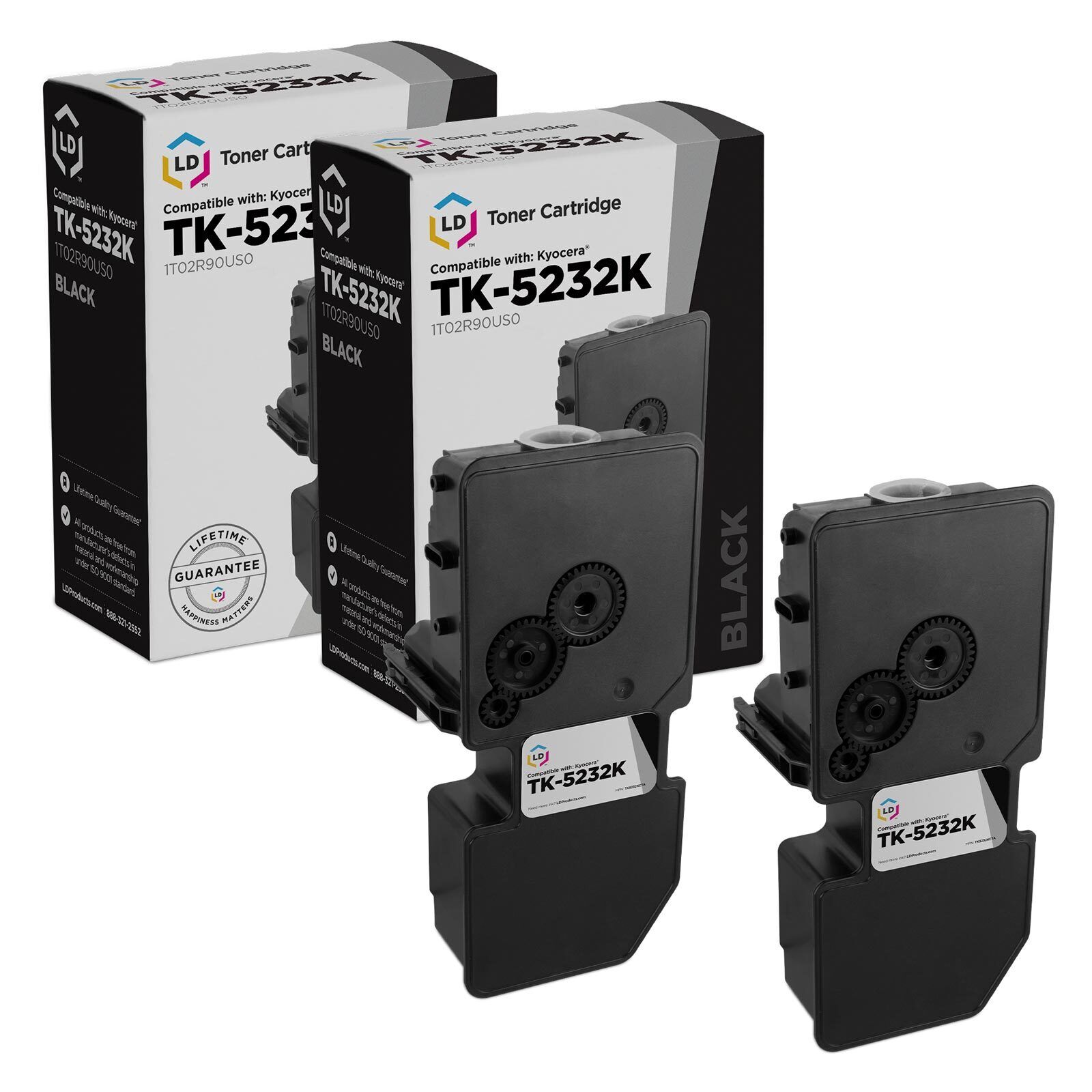 LD Compatible Kyocera TK-5232K Black Toner 2-Pack for ECOSYS M5521cdw & P5021cdw