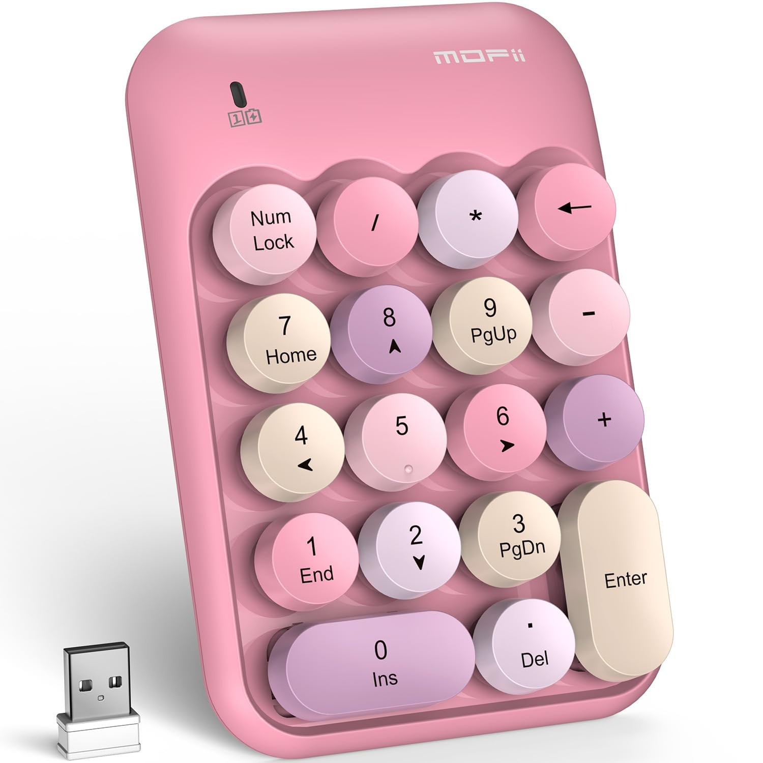 MOFII Wireless Number Pads, Colorful 2.4G Wireless 18 Keys Numeric Keypad Por...