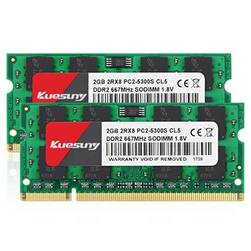 4GB Kit (2GBX2) DDR2 667 sodimm RAM, PC2-5300 / PC2-5300S CL5 200-Pin Non-ECC...