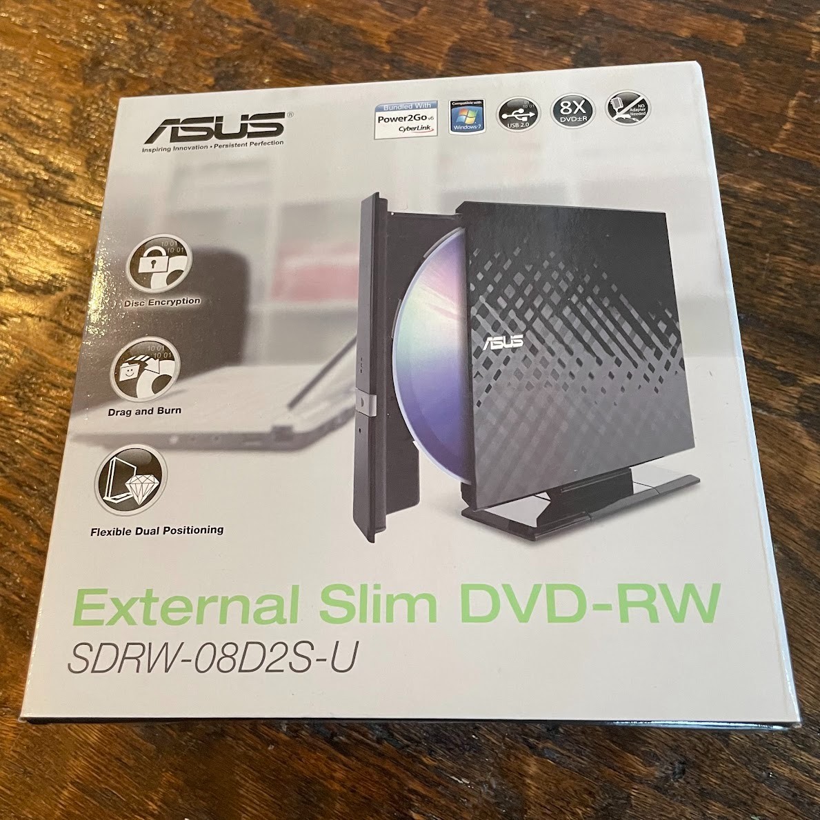 Brand New Asus SDRW-08D2S-U DVD-Writer - External - Retail