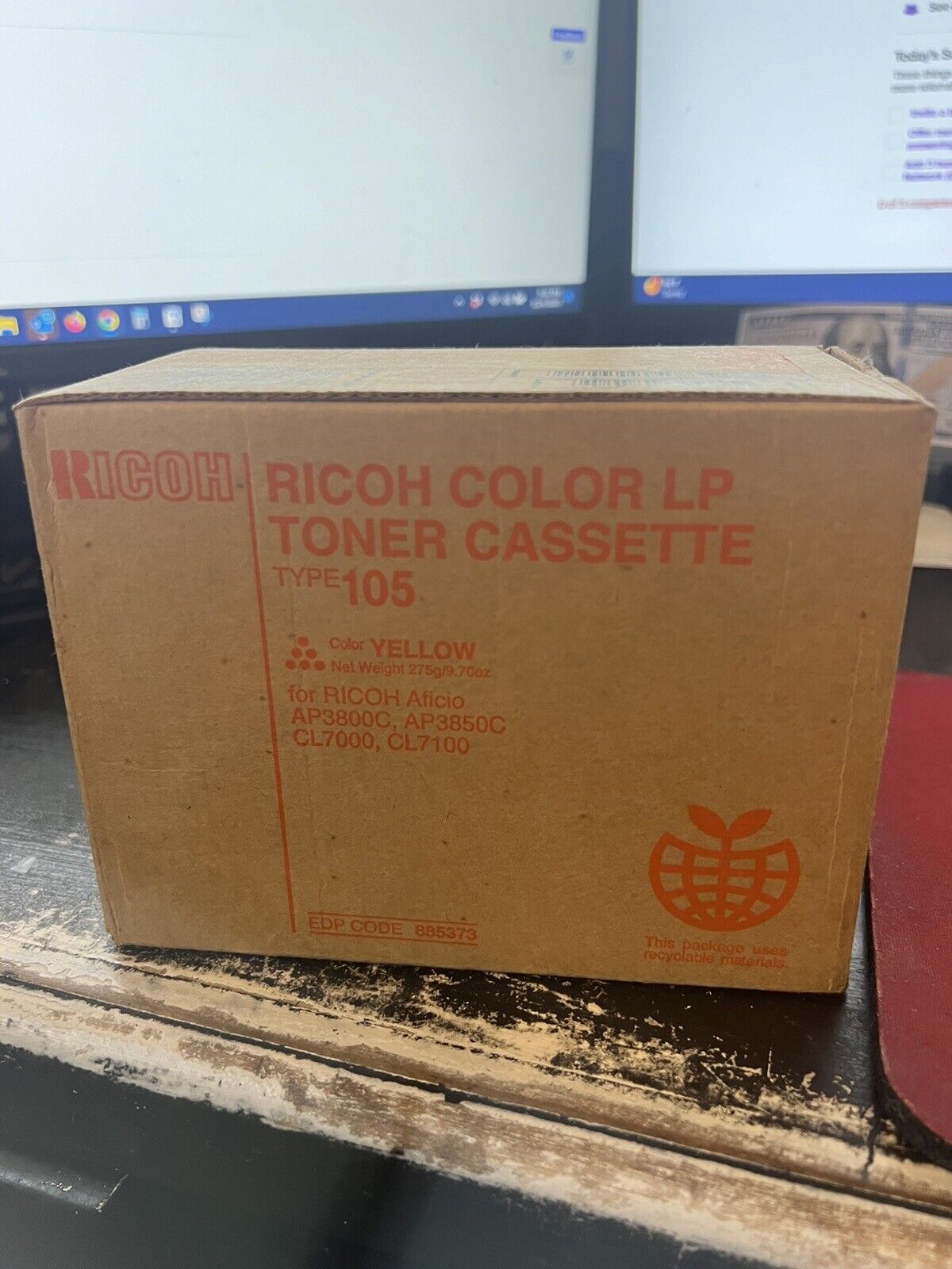 Genuine Ricoh Color LP Toner Cassette Type 105 Yellow 885373 F. Shipping