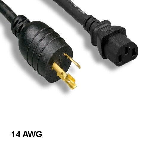 10PCS 15' Black High Voltage Power Cord NEMA L6-20P/IEC60320 C13 14AWG 15A/250V