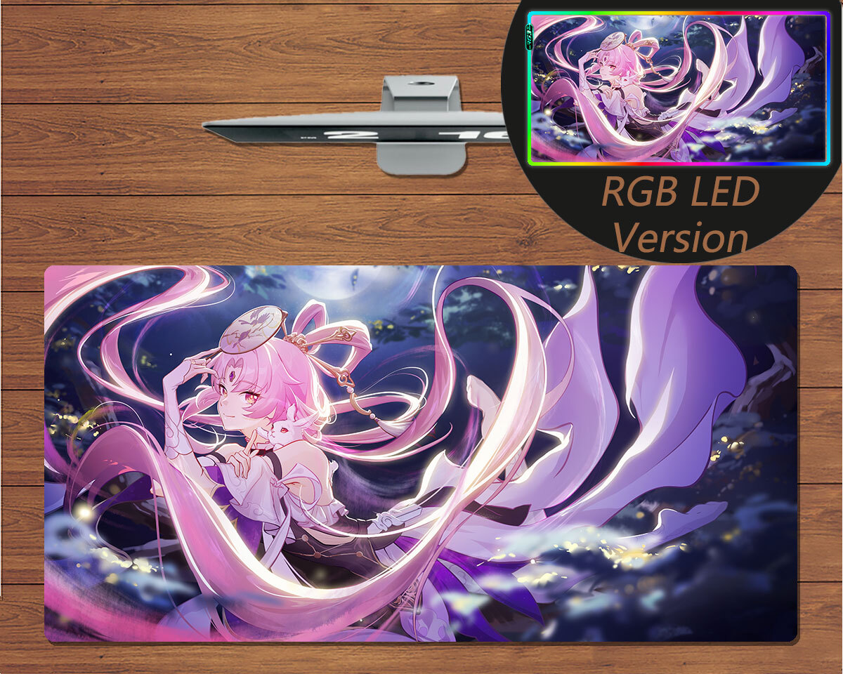 RGB LED Large Mouse Pad Honkai Star Rail Fu Xuan Gaming Mat Mousepad Gift