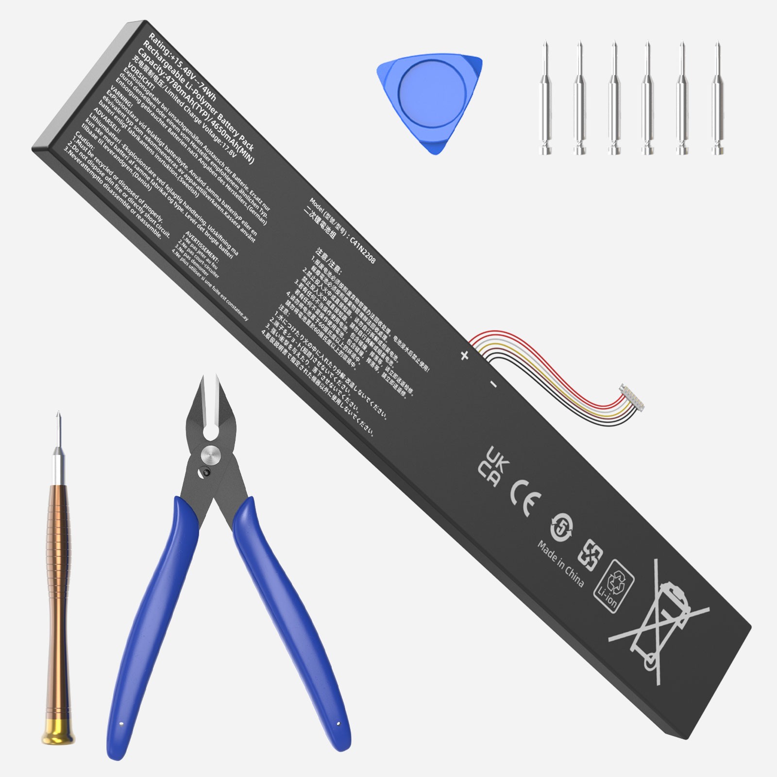 New C41N2208 Battery For Asus RC71L Gaming Handheld series 15.48V 74Wh 4780mAh