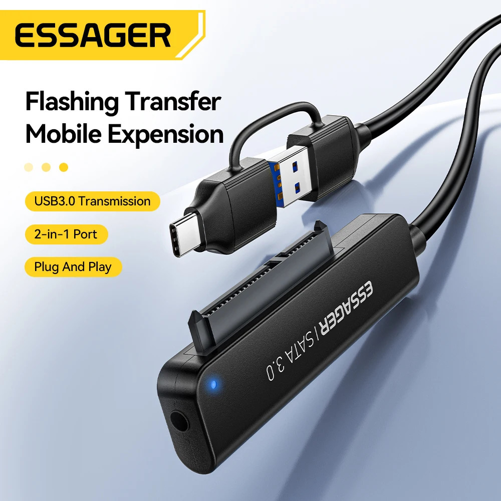 Essager 2 In 1 SATA to USB 3.0/Type-C Adapter Hard Drive for 2.5inch HDD/SSD