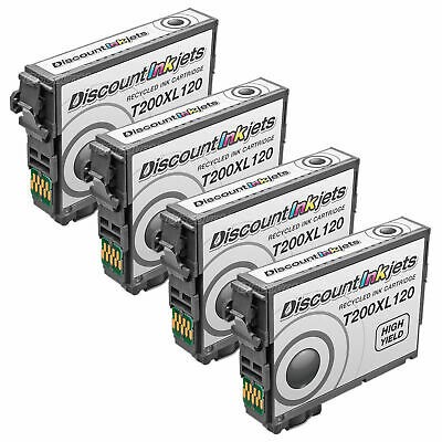 4PK Back High Yield Ink Cartridge for Epson 200XL T200XL120 for WF-2520 WF-2530