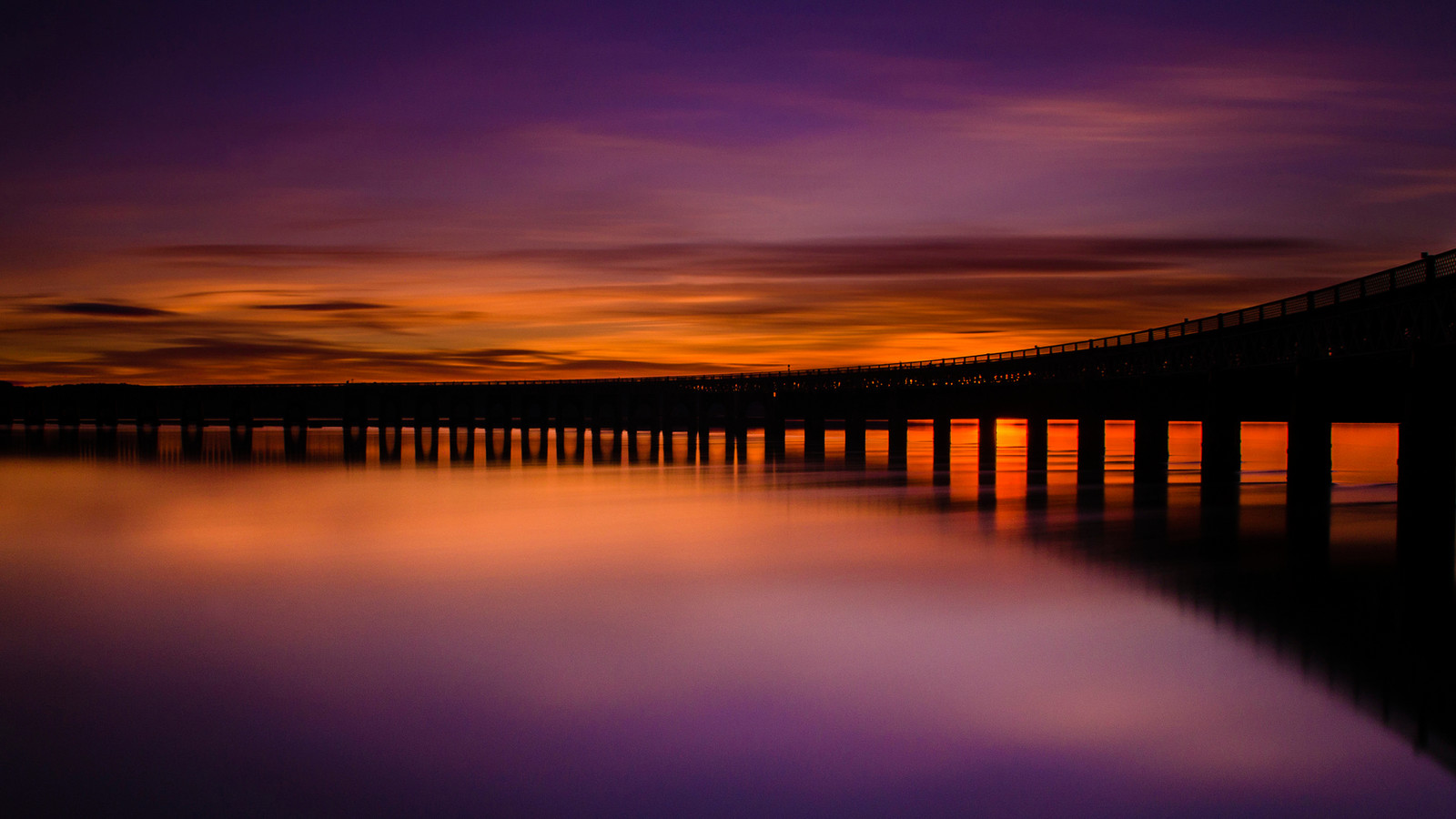Landscape sunset scotland silhouette reflection pier uk Custom Gaming Mat Desk