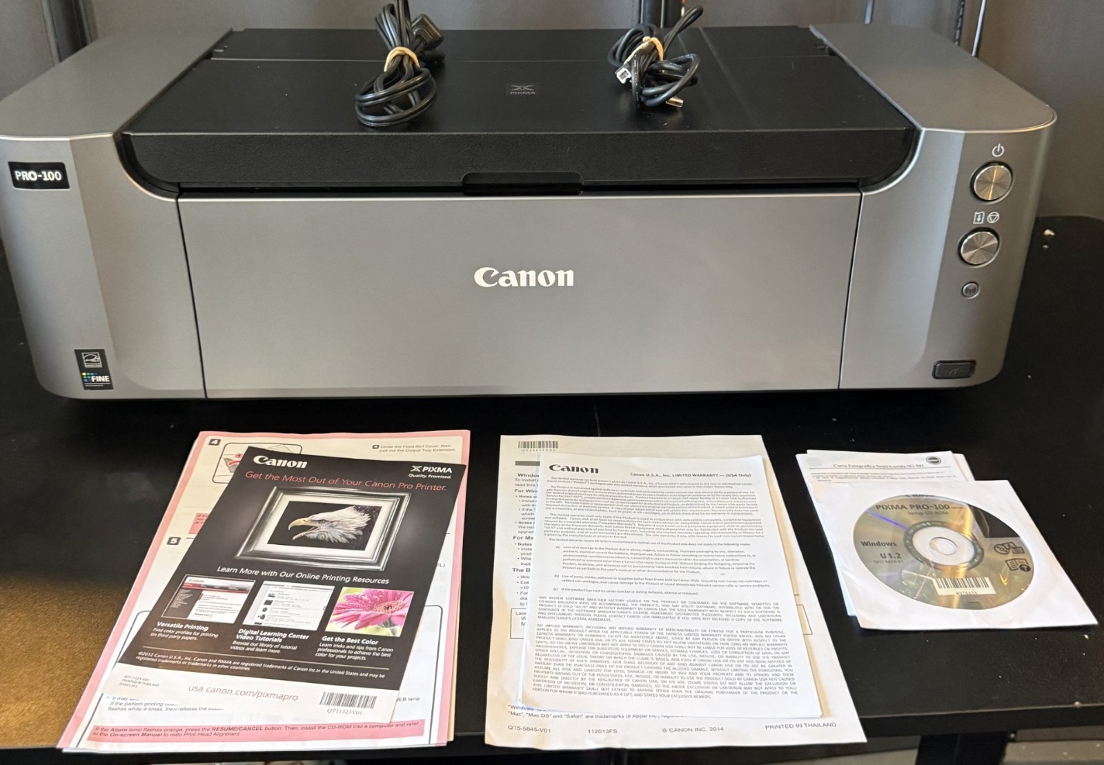 Canon PIXMA PRO-100 Inkjet Color Photo Printer/ Ink low and needs to be replaced