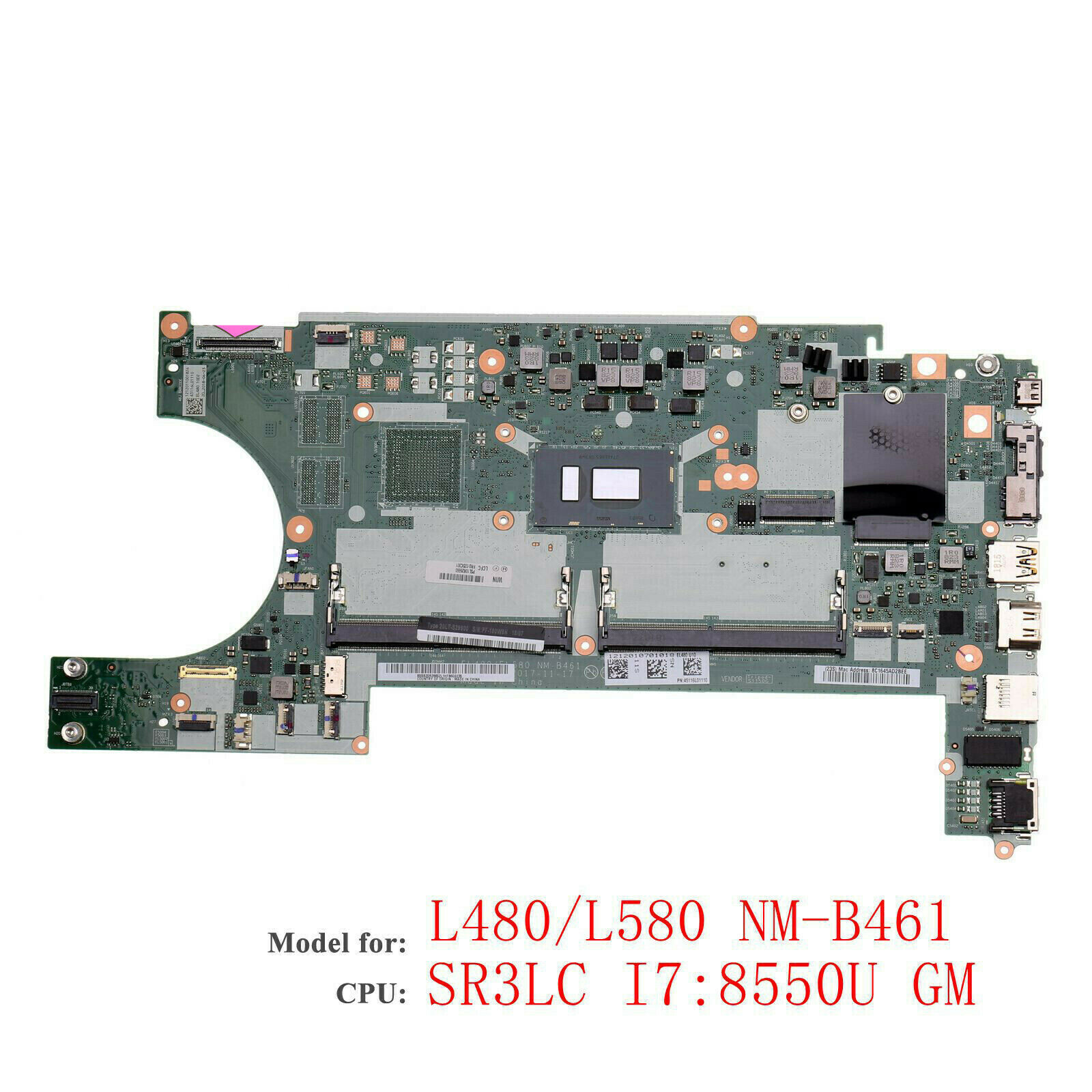 1PCS 02DC000 For Lenovo ThinkPad L480 L580 NM-B461 Laptop Motherboard i7-8550U