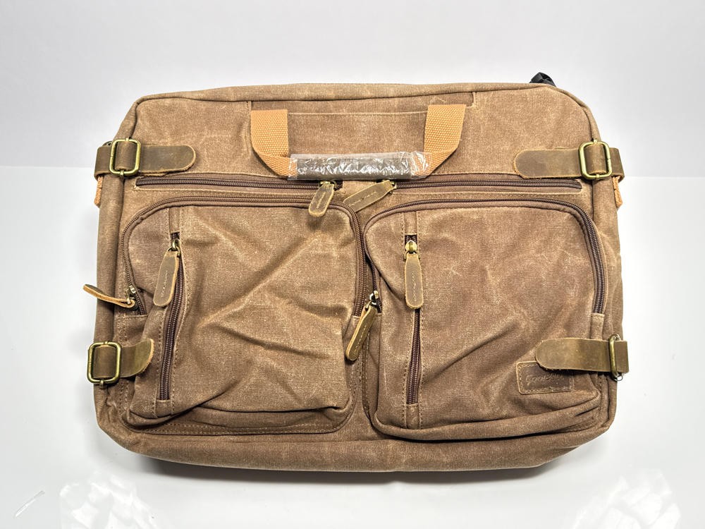 CoolBELL Vintage Waxed Canvas Laptop Messenger Bag Backpack Fits 17.3 Inch