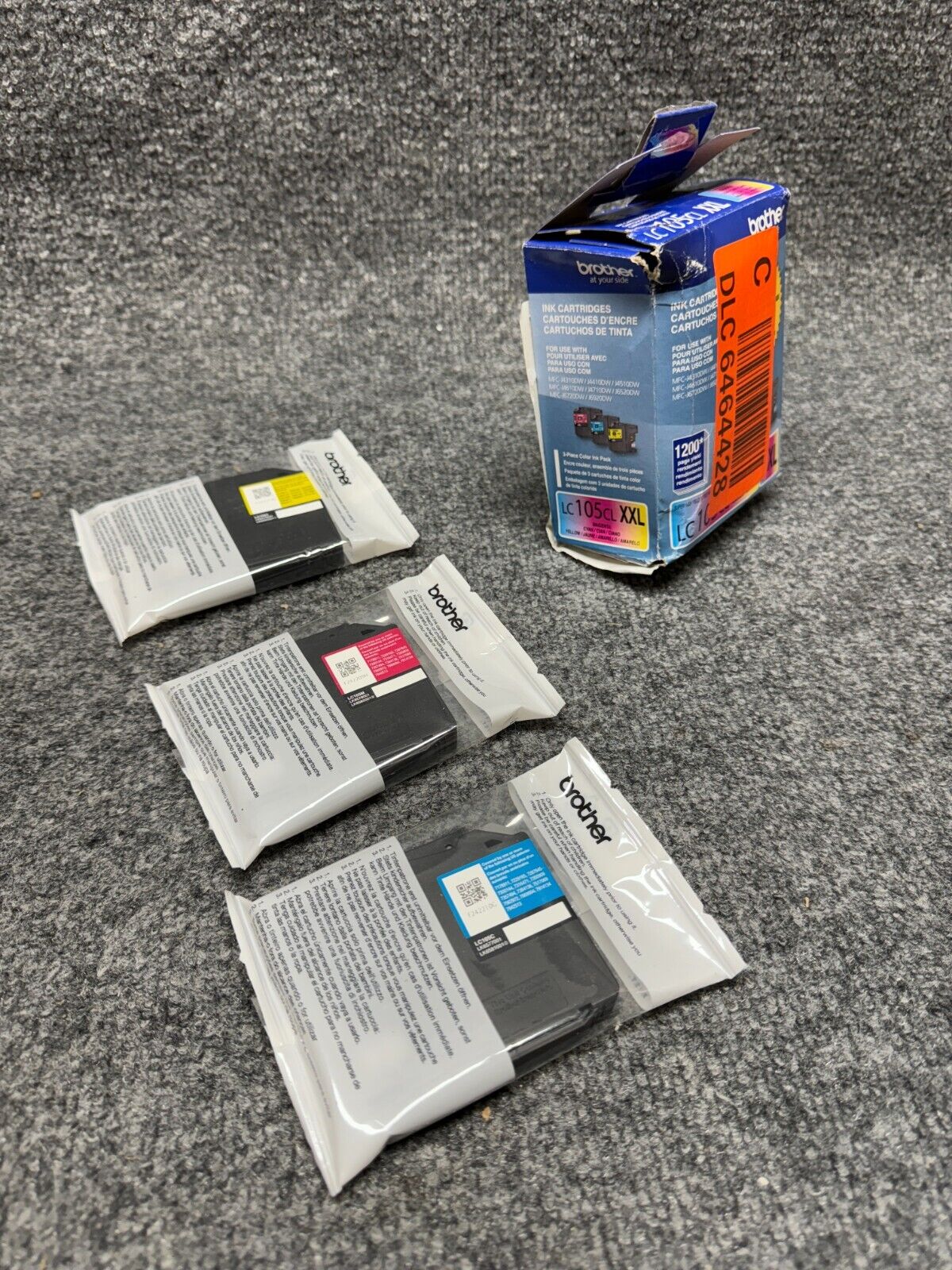 Brother Genuine LC105CL High Yield XXL 3 Color Ink Cartridges
