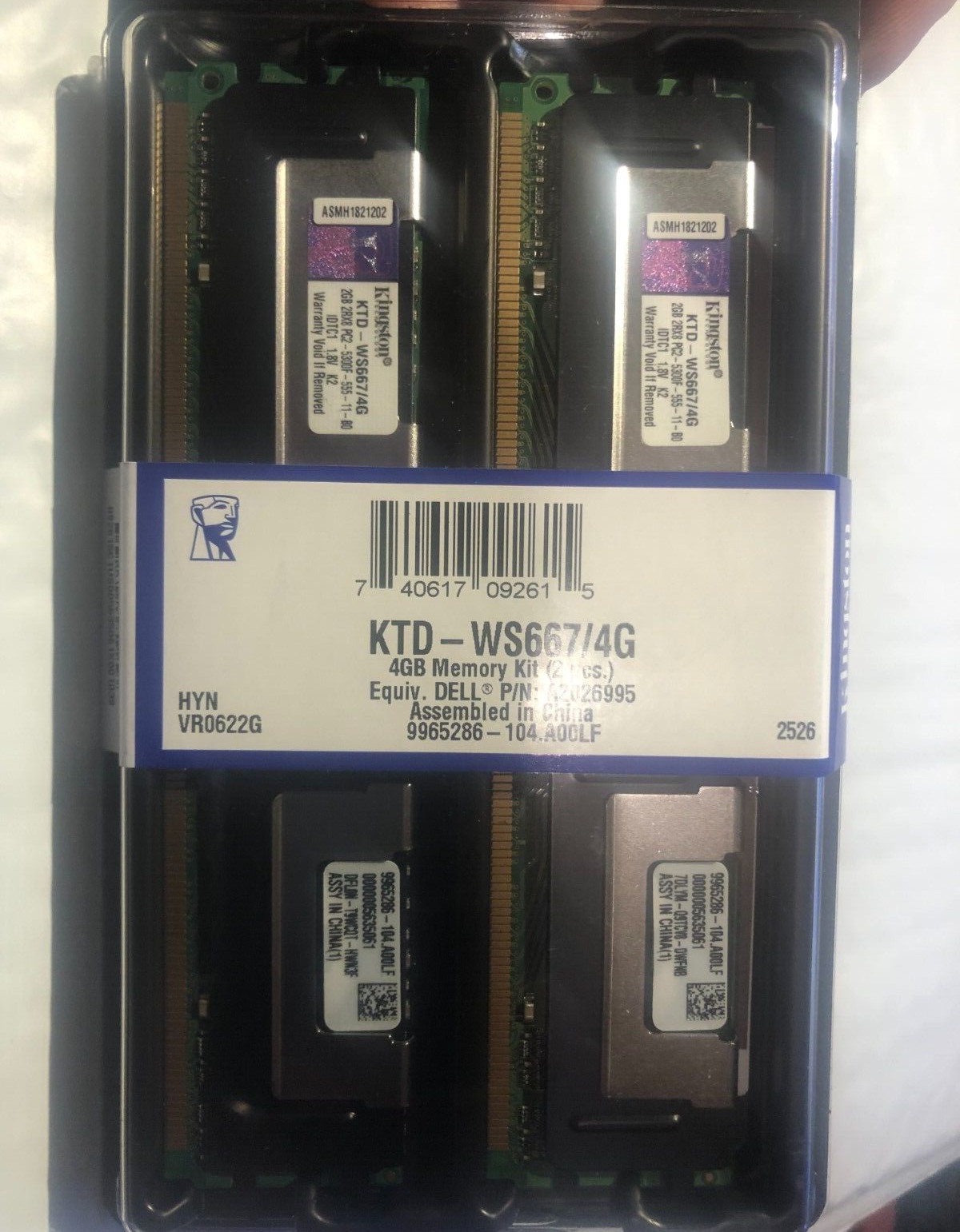 4GB Kingston Fully Buffered (2X2GB) KTD-WS667/4G) PC2-5300F 2Rx8 Server RAM