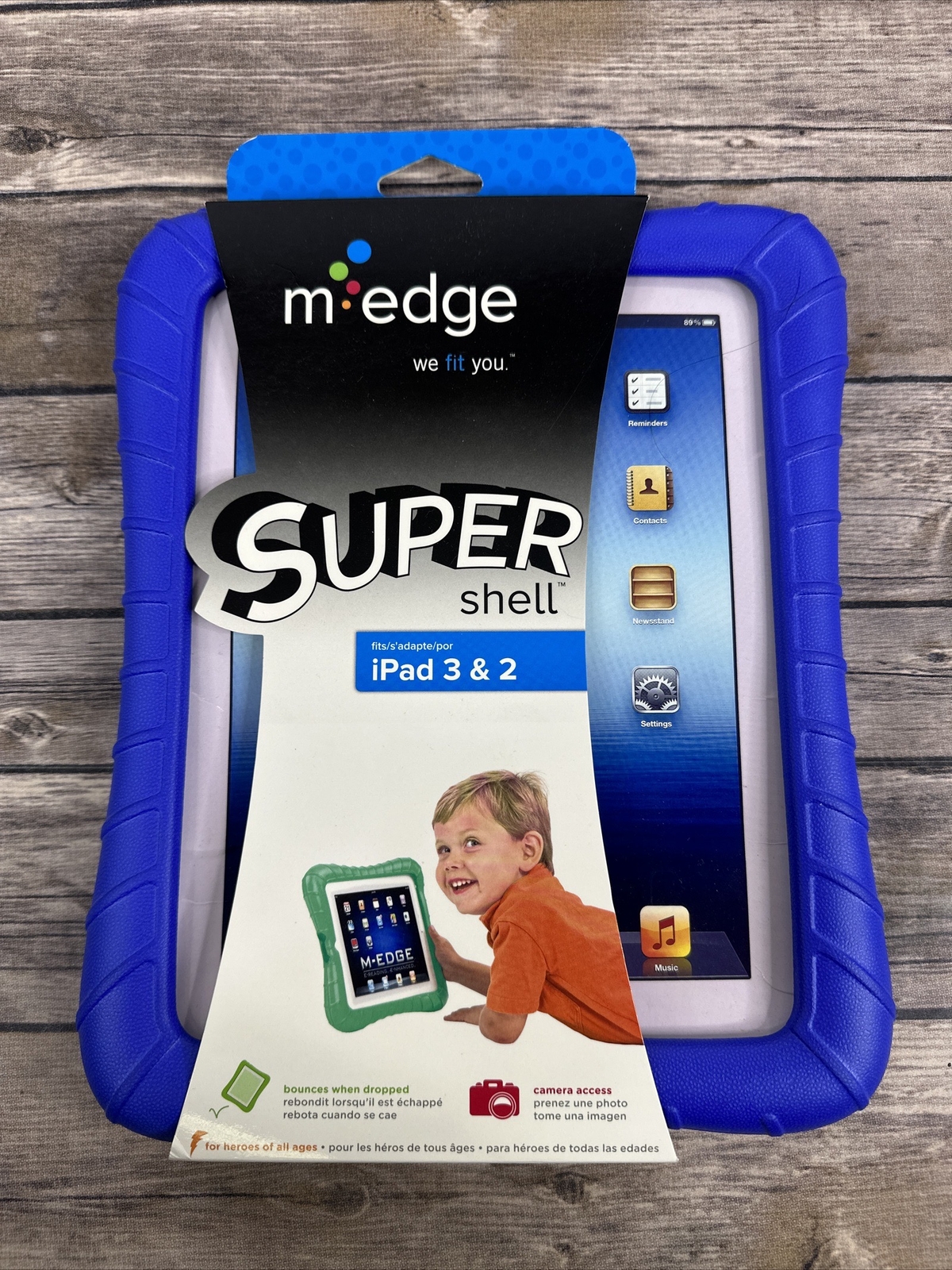 MEdge Supershell Tough Slim Case for iPad 2 3 Shockproof Blue New
