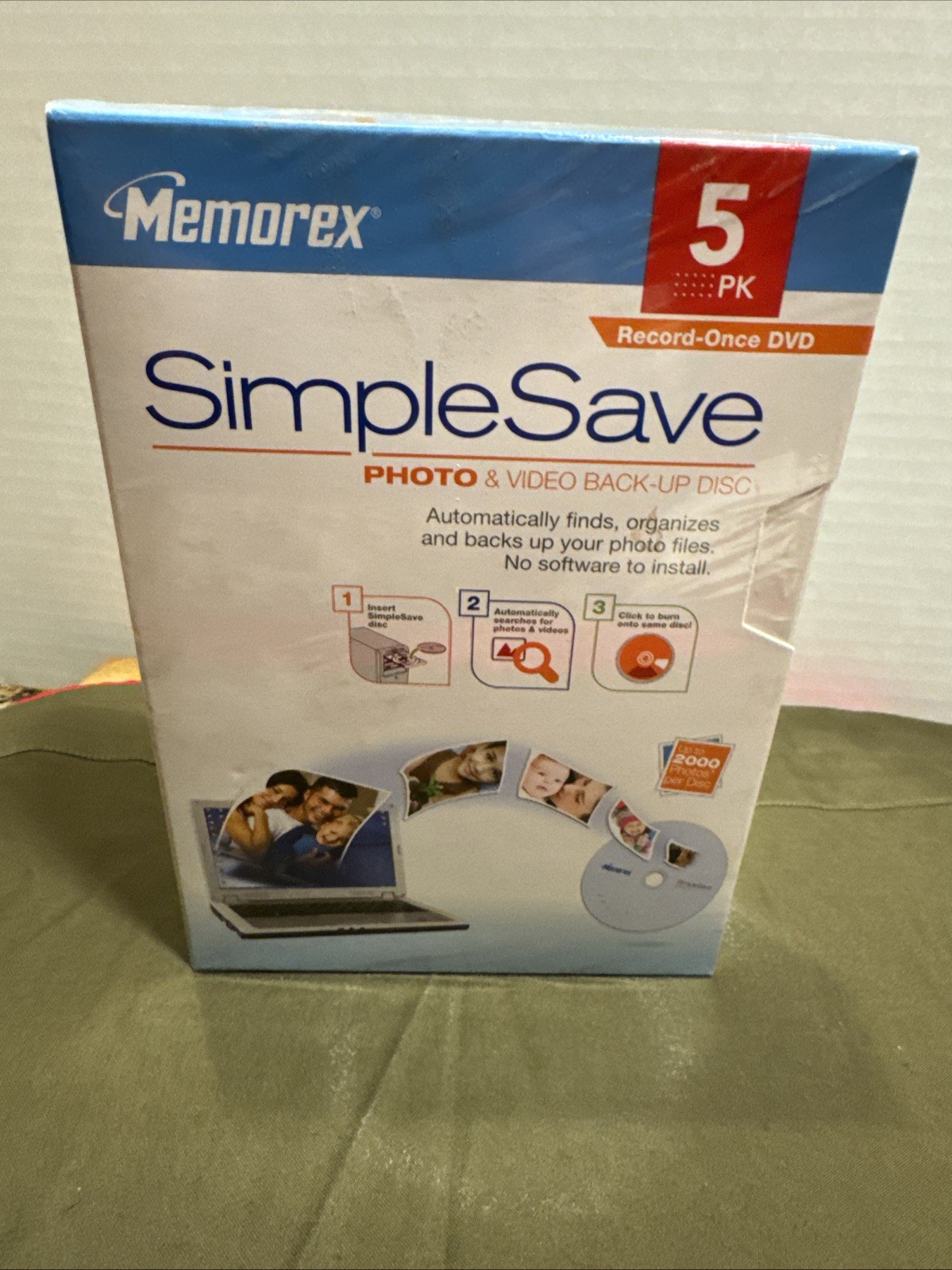 Memorex Simple Save Photo & Video Back Up Disc 5 Pack Record Once DVD Brand New