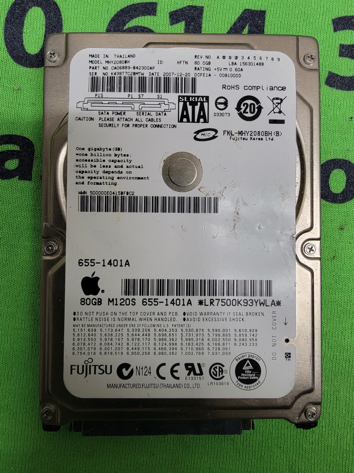 Fujitsu MHY2080BH 80GB SATA 2.5" 9.5mm HDD Drive