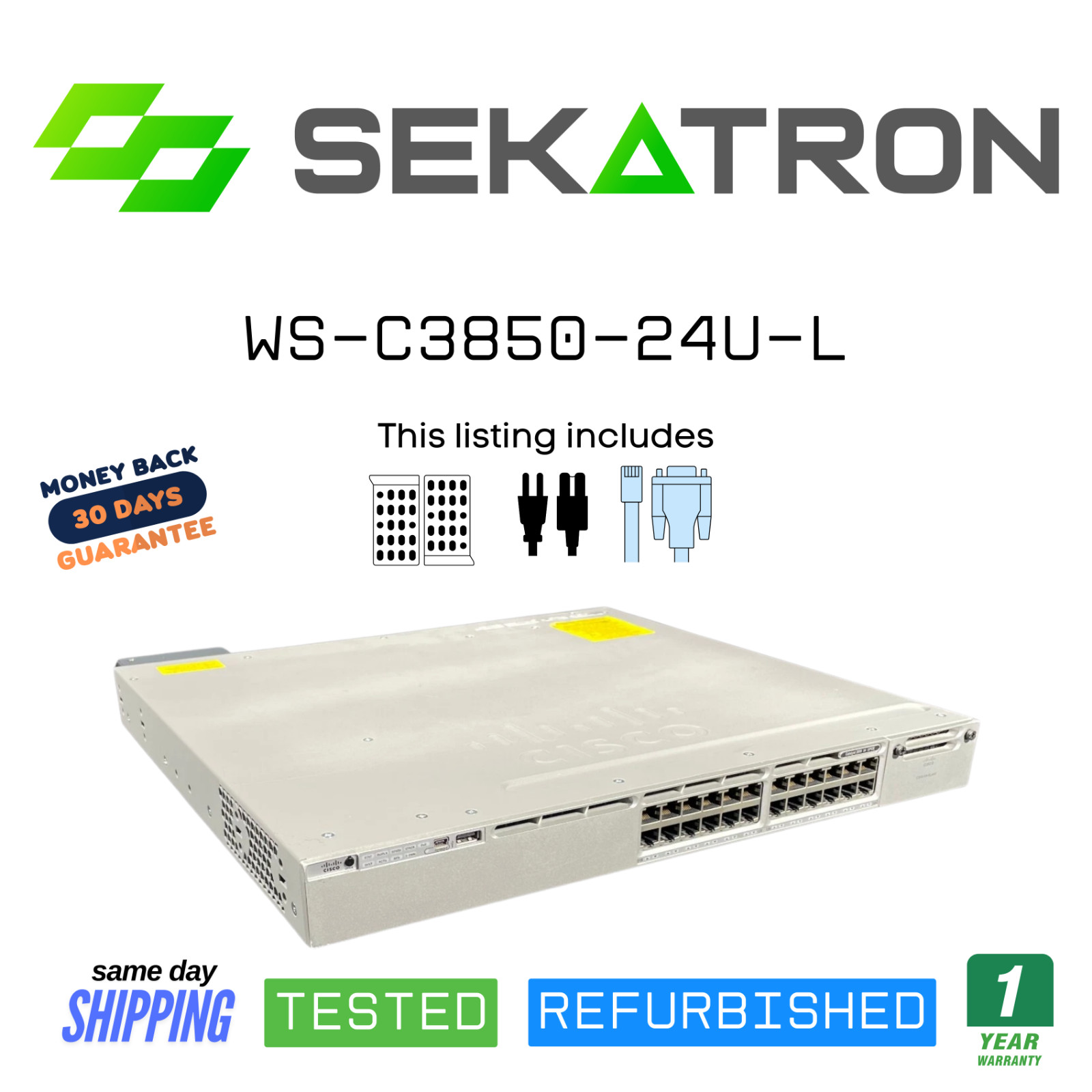 🔀 Cisco WS-C3850-24U-L • 24× UPoE • LAN Base ⚡FastShip