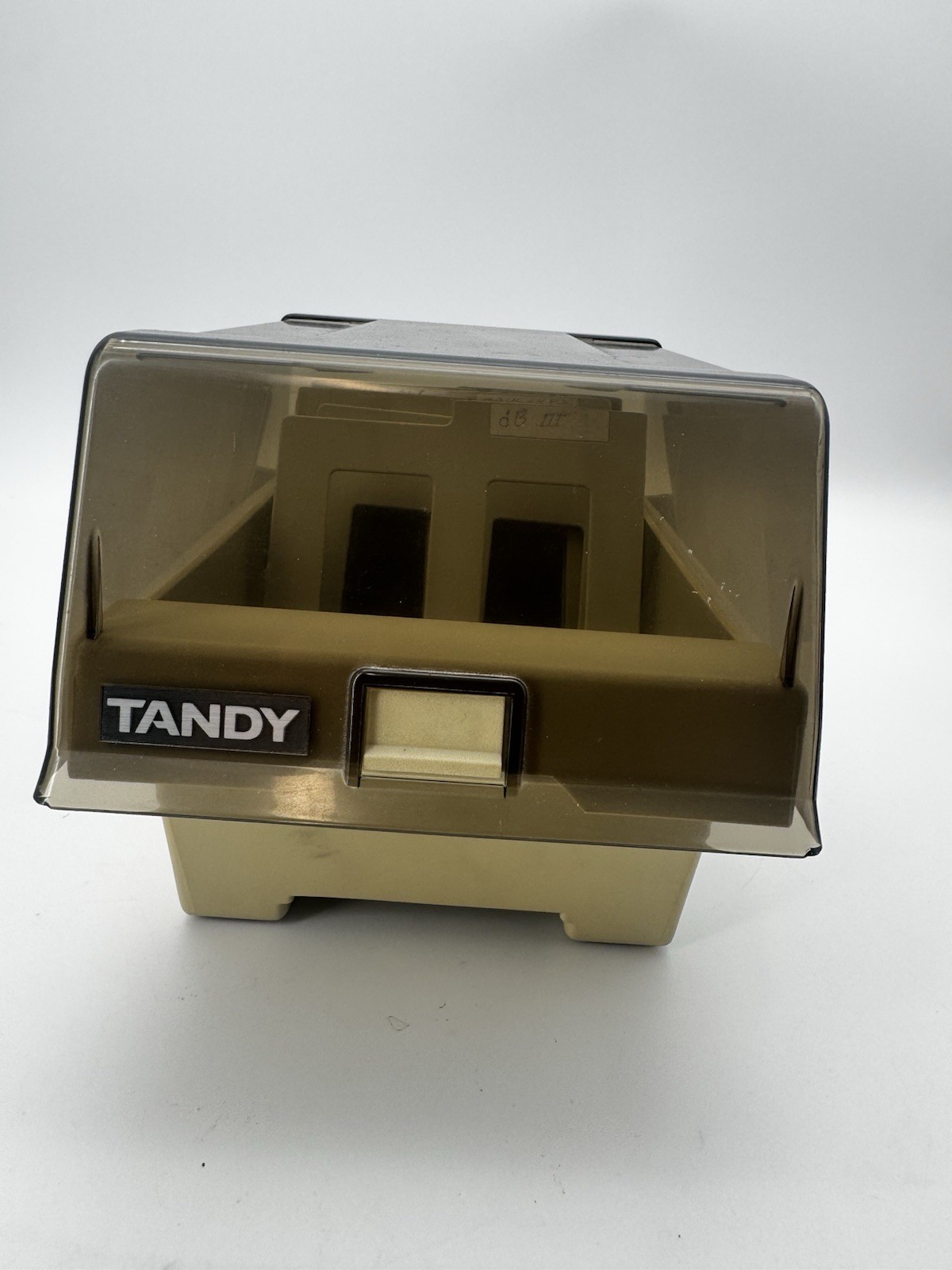 Tandy Radio Shack 5.25" Floppy Disk File Storage Caddy Smoke Plastic Vintage
