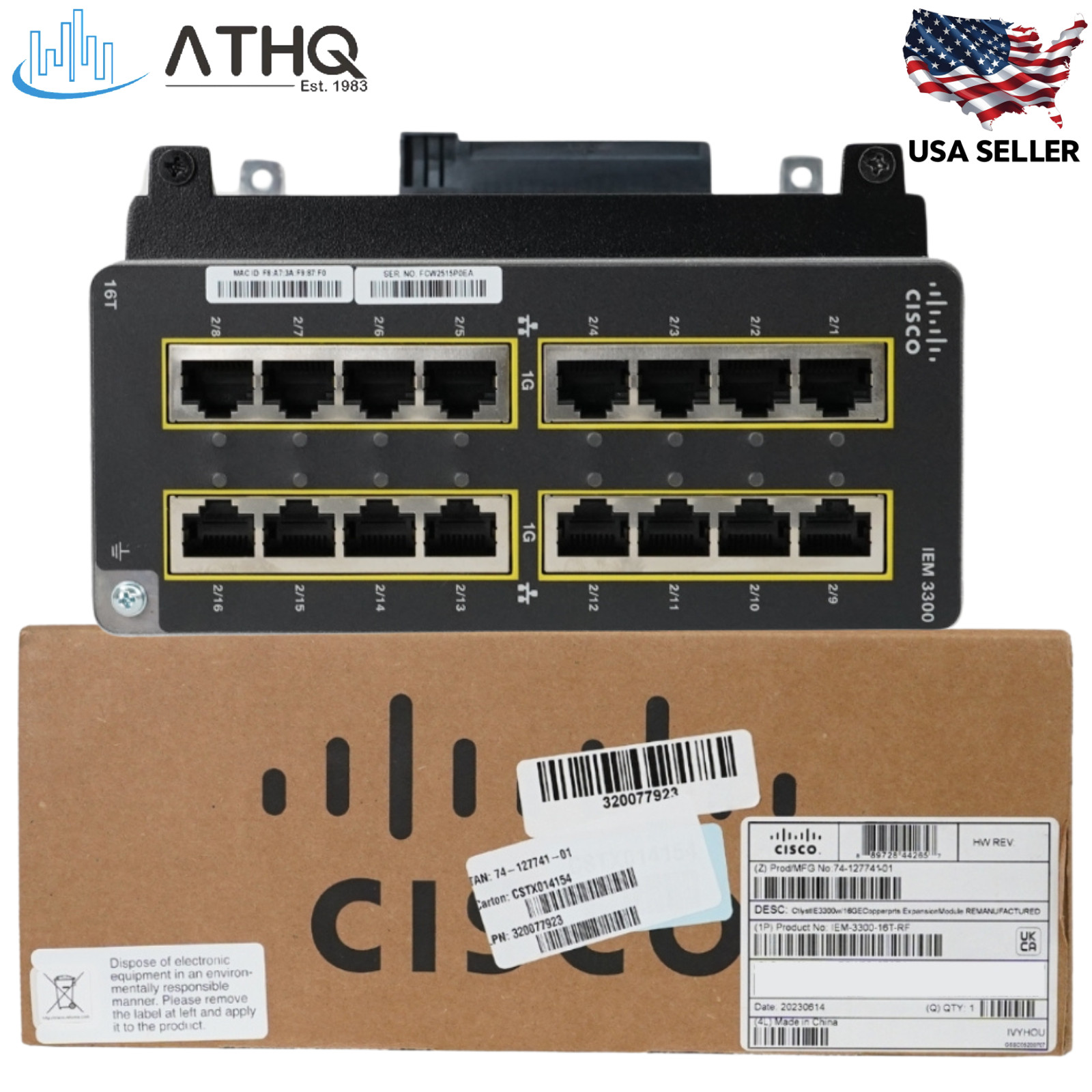 Cisco IEM-3300-16T 16-Port GE Copper Non-PoE Expansion Module IE3300 Refresh
