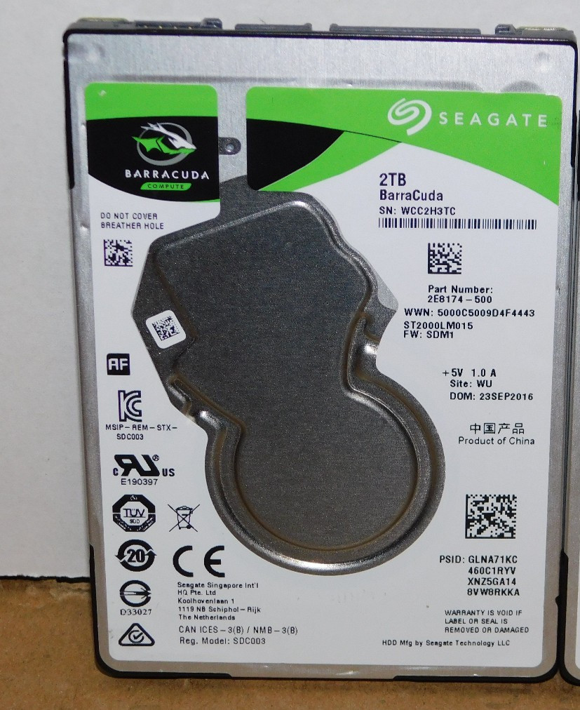 Seagate Barracuda 2TB ST2000LM015 5400RPM SATA 2.5" Internal Slim Disk Drive HDD