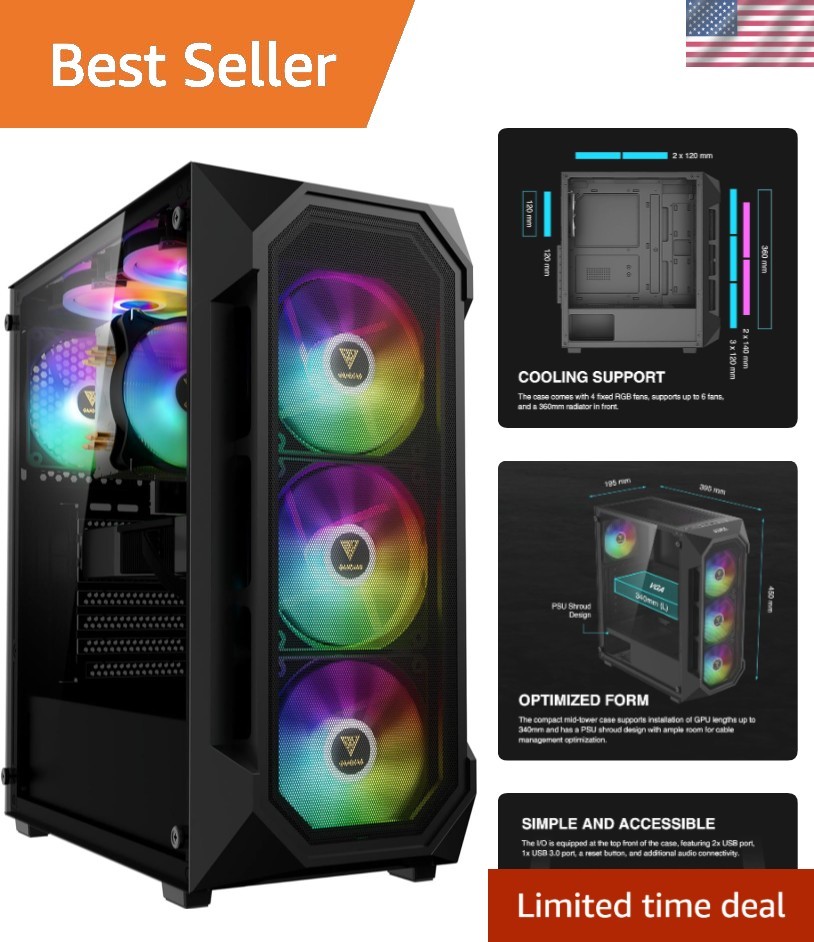 Expand Your Gaming Setup: Stylish ATX Mid Tower Case with Dust Filter & ARGB