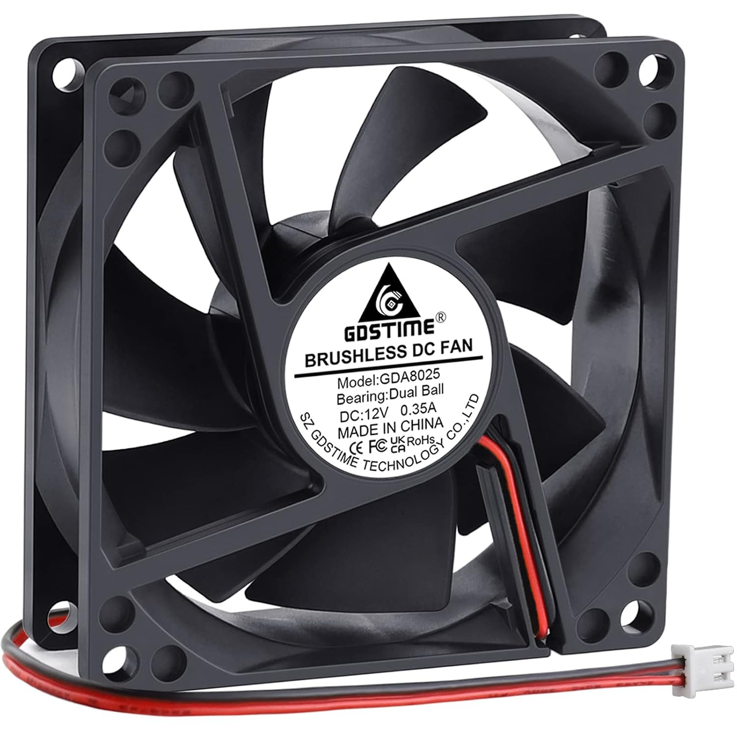 4500RPM 8Cm 80Mm X 80Mm X 25Mm 12V Big Airflow High Speed Dual Ball