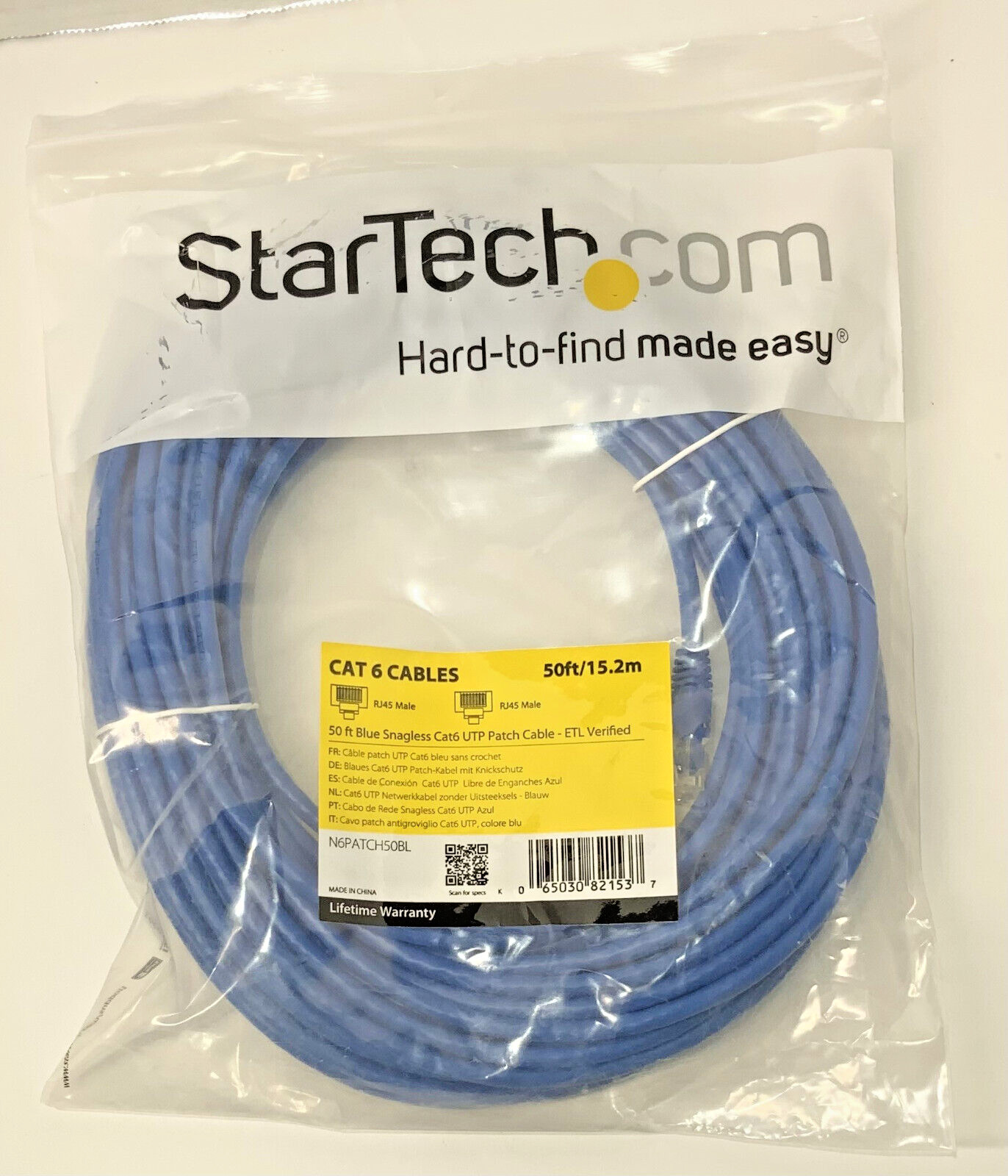 StarTech.com 50 ft Blue Snagless Cat6 UTP Patch Cable - ETL Verified