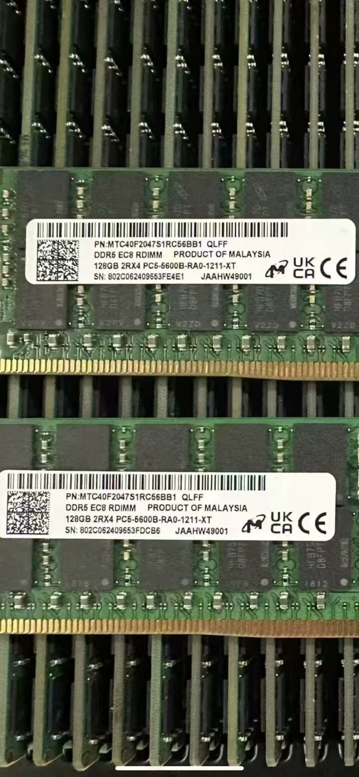 Micron DDR5 128G 2Rx4 PC5-5600B RDIMM ECC REG MTC40F2047S1RC56BB1