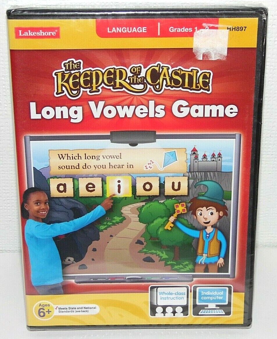 NEW Lakeshore Long Vowels Game Grades 1-2 Keeper of the Castle PC Software 6+
