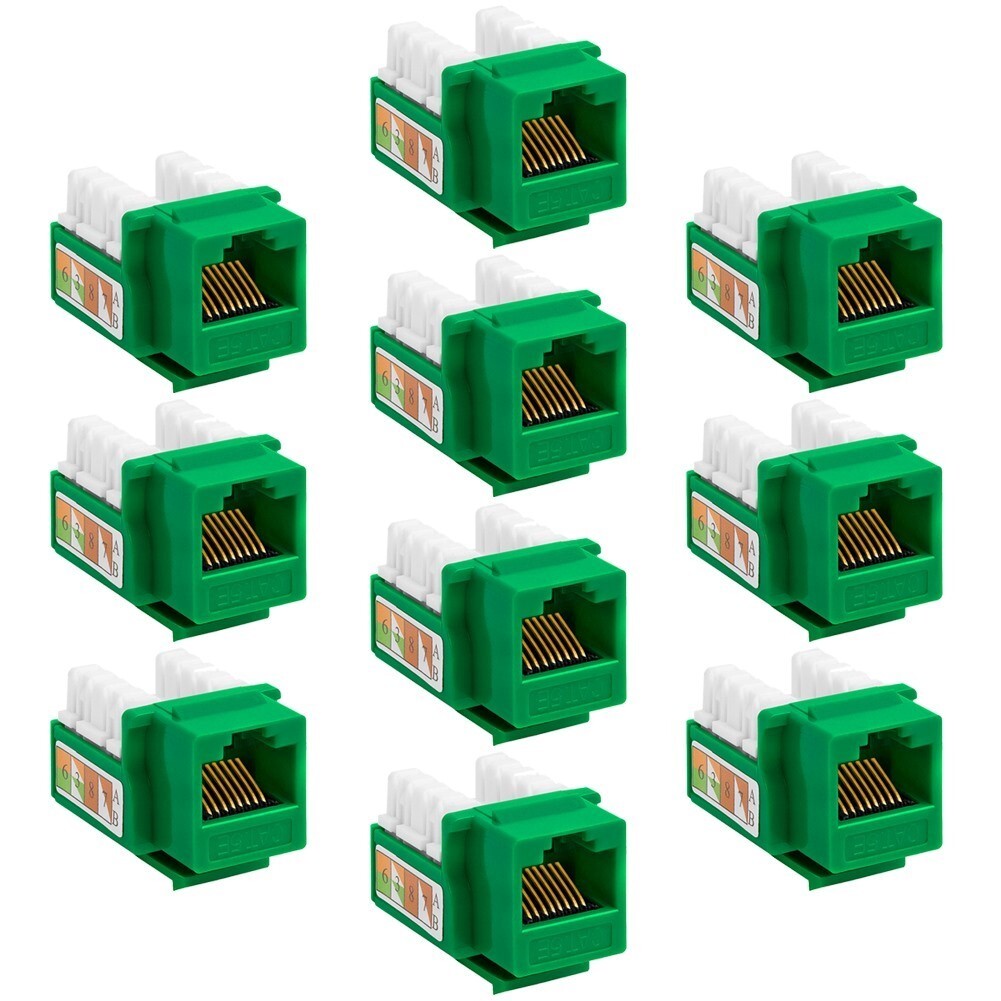 10x Cat5e RJ45 Network LAN Ethernet Keystone Jack 110 Punch Down Snap In Green