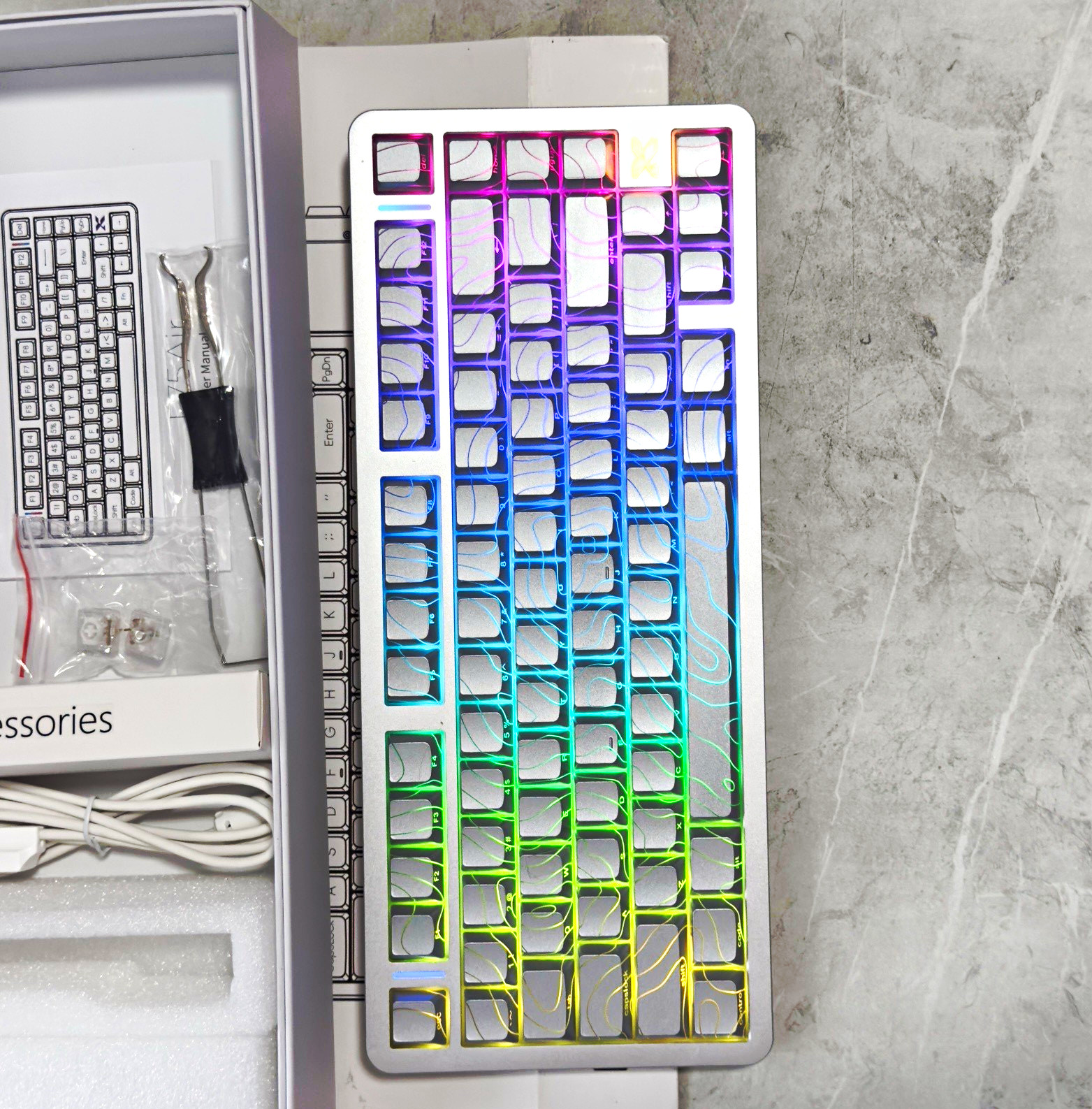XVX L75 Air Low Profile Mechanical Keyboard English QWERTY - Silver