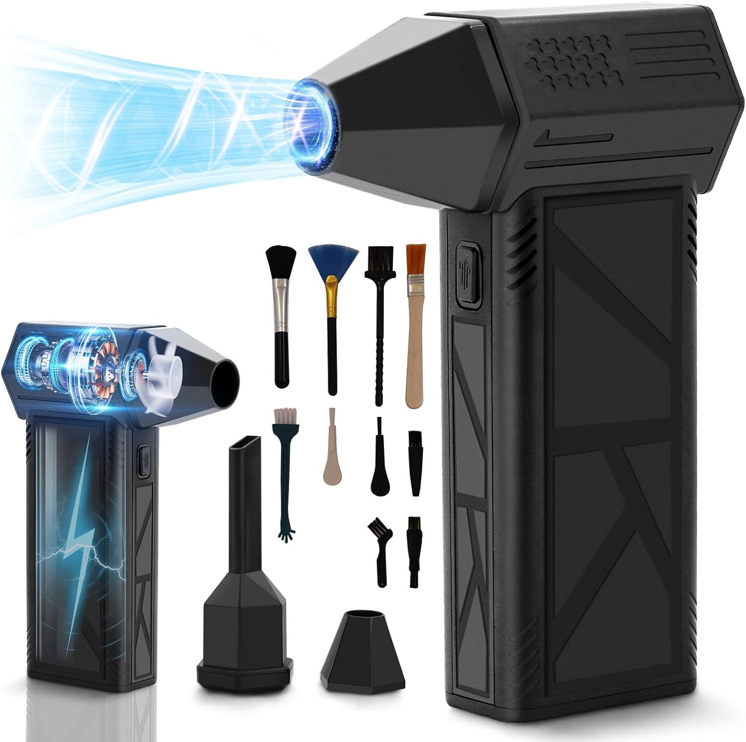 WeePro Compressed Air Duster 180000RPM Cordless Mini Turbo Fan, 3-Speed Vacuum