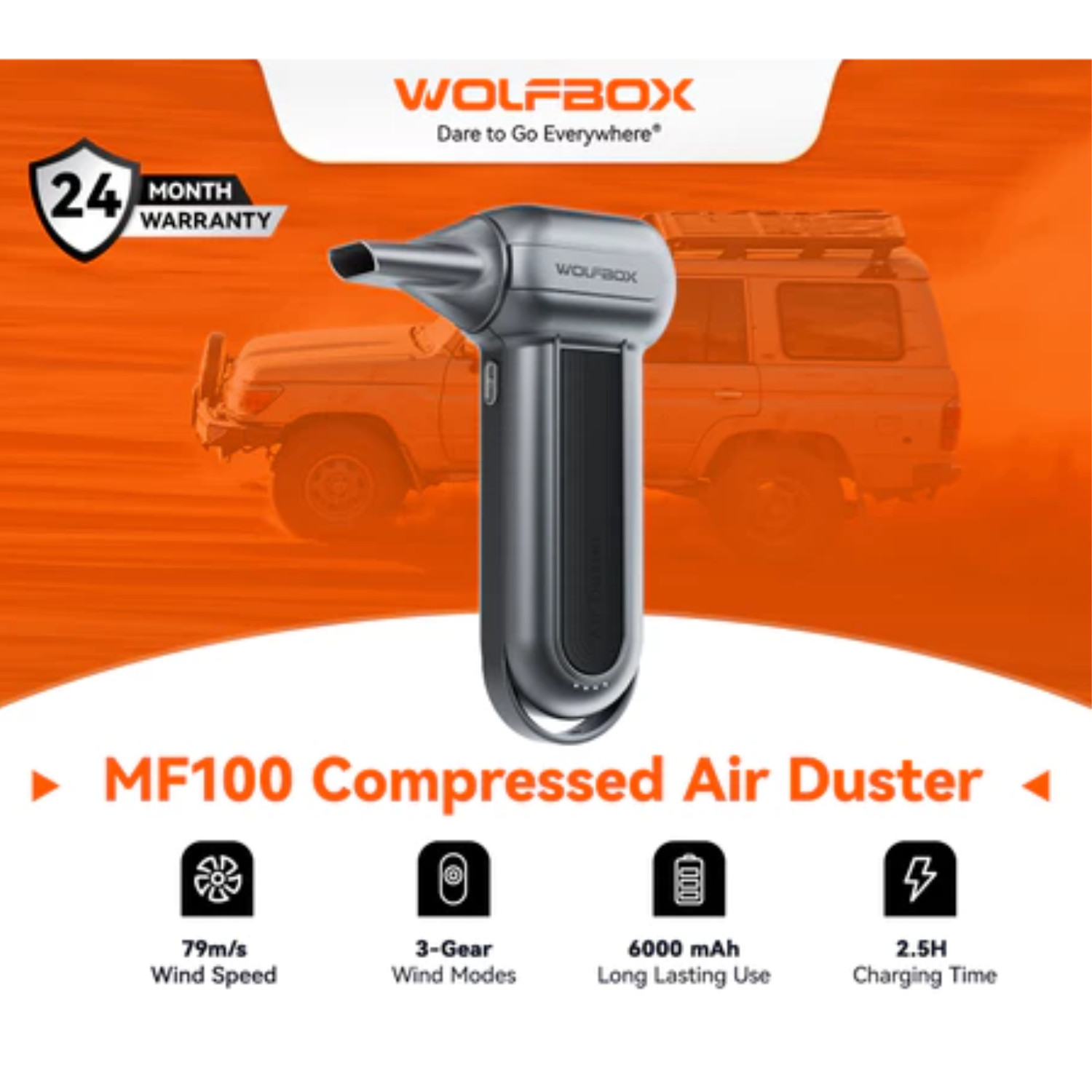 WOLFBOX MegaFlow100 Electric Air Duster 150000RPM Rechargeable Turbo Blower
