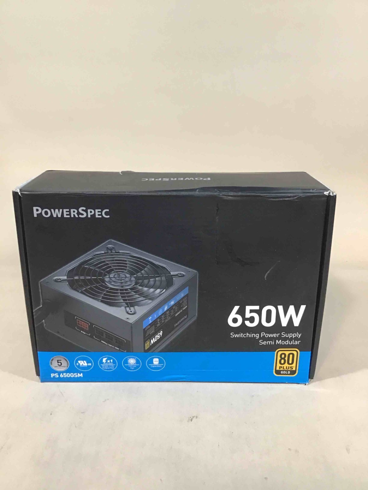 PowerSpec 650W 80 Plus Gold Semi-Modular ATX Power Supply PS 650GSM Active PFC