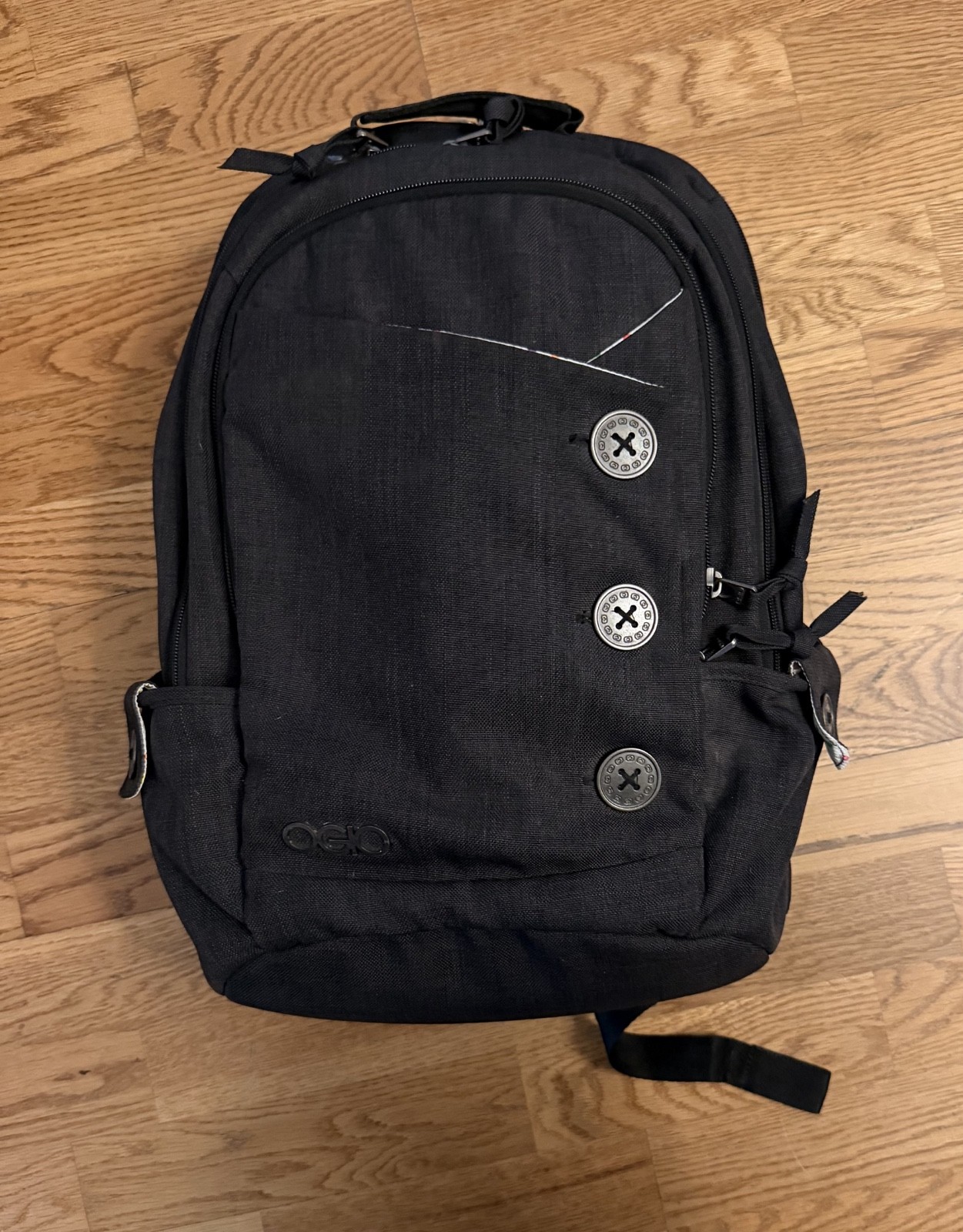 OGIO SoHo Laptop Travel Backpack Black Rainbow Polka Dot Satin Interior