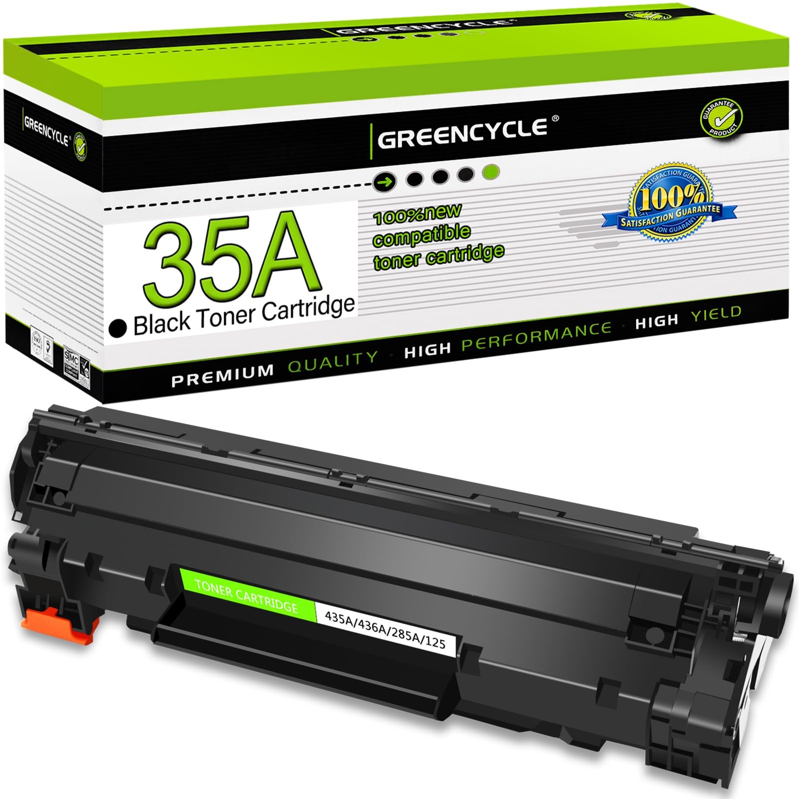 greencycle 1 Pack Compatible CB435A 35A Black Toner 1 Pack, 1PK 