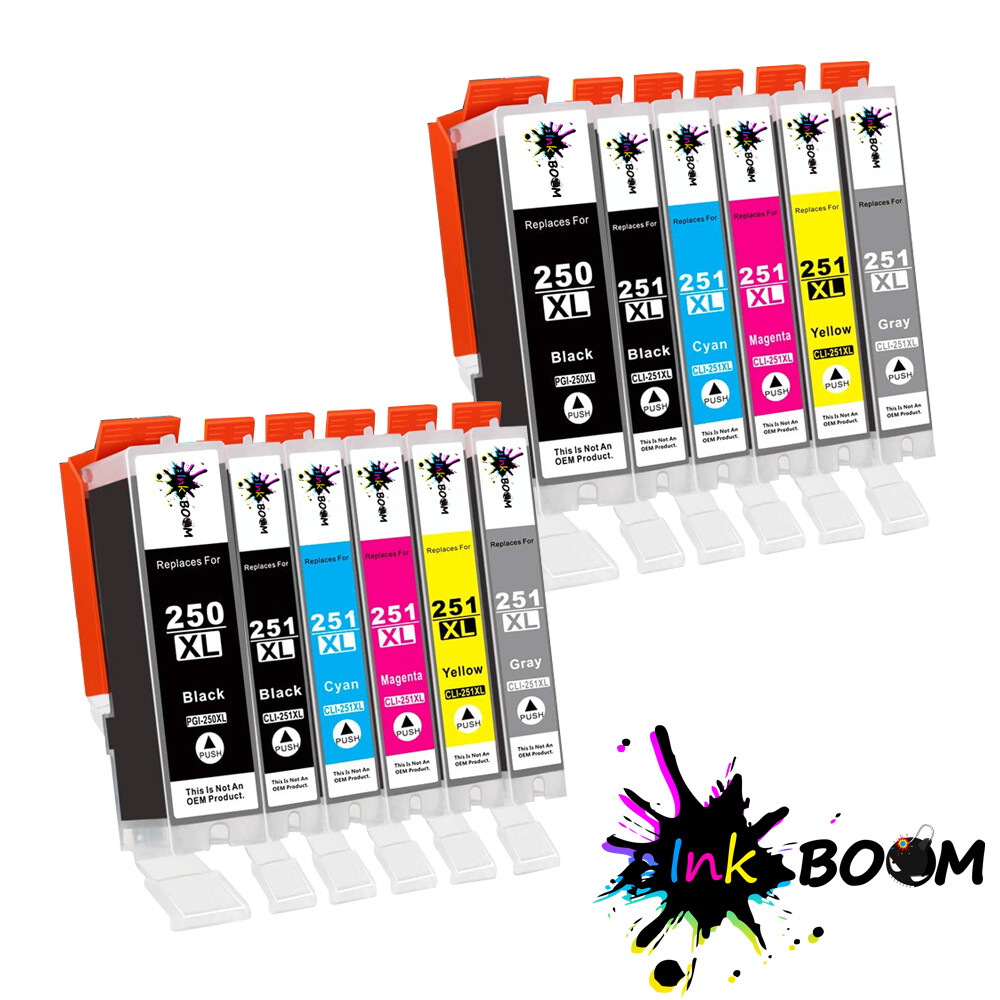 12 Ink Cartridge for PGI-250 CLI-251 6pack PIXMA MG6320 MG7120 IP8720 MG7520