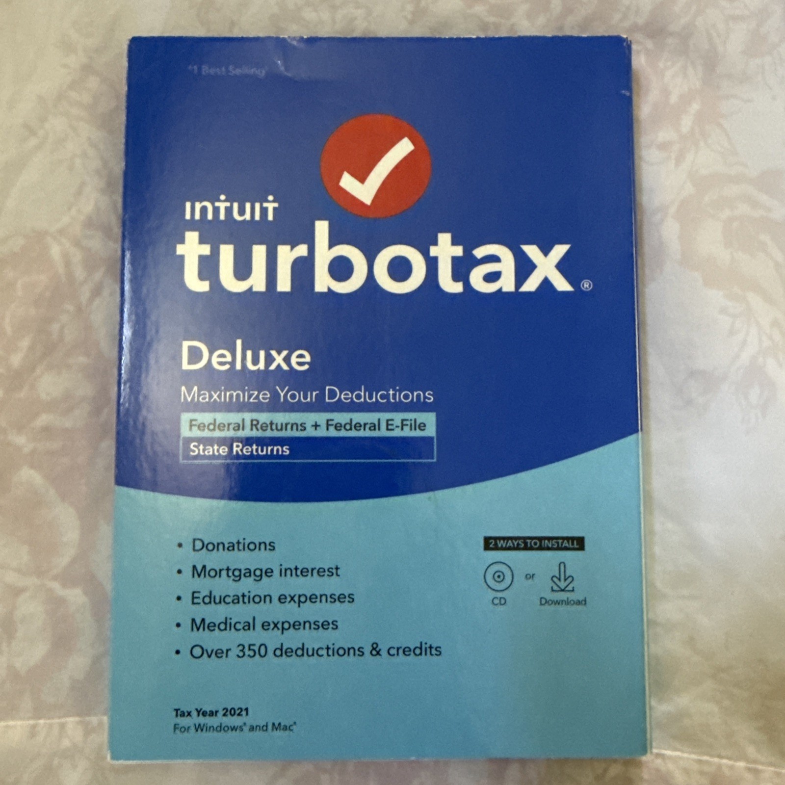 Sealed 2021 TurboTax Deluxe State + Federal Physical Disc WIN MAC Tax Software