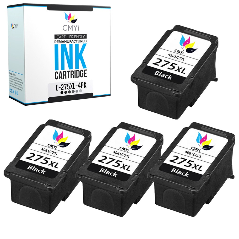 CMYi 4-Pack Compatible Canon 275XL Black Ink Cartridges for PIXMA TR4722 TS3522