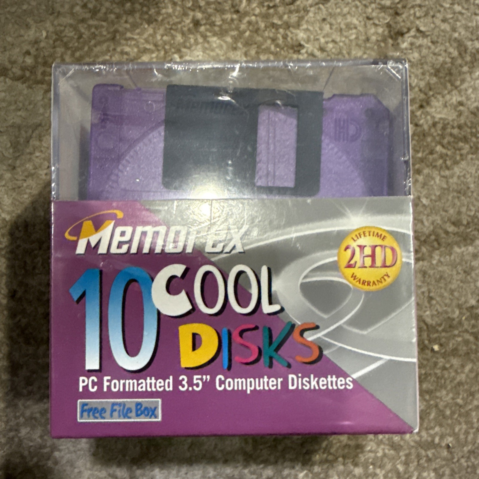 Memorex MF2HD Floppy Disk - 32106000 NOS Translucent Colors 10 Cool Disks & Box