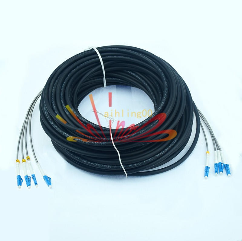 1PC 300M Field Outdoor LC-LC UPC 4 Strand 9/125Single Mode Fiber Patch Cord