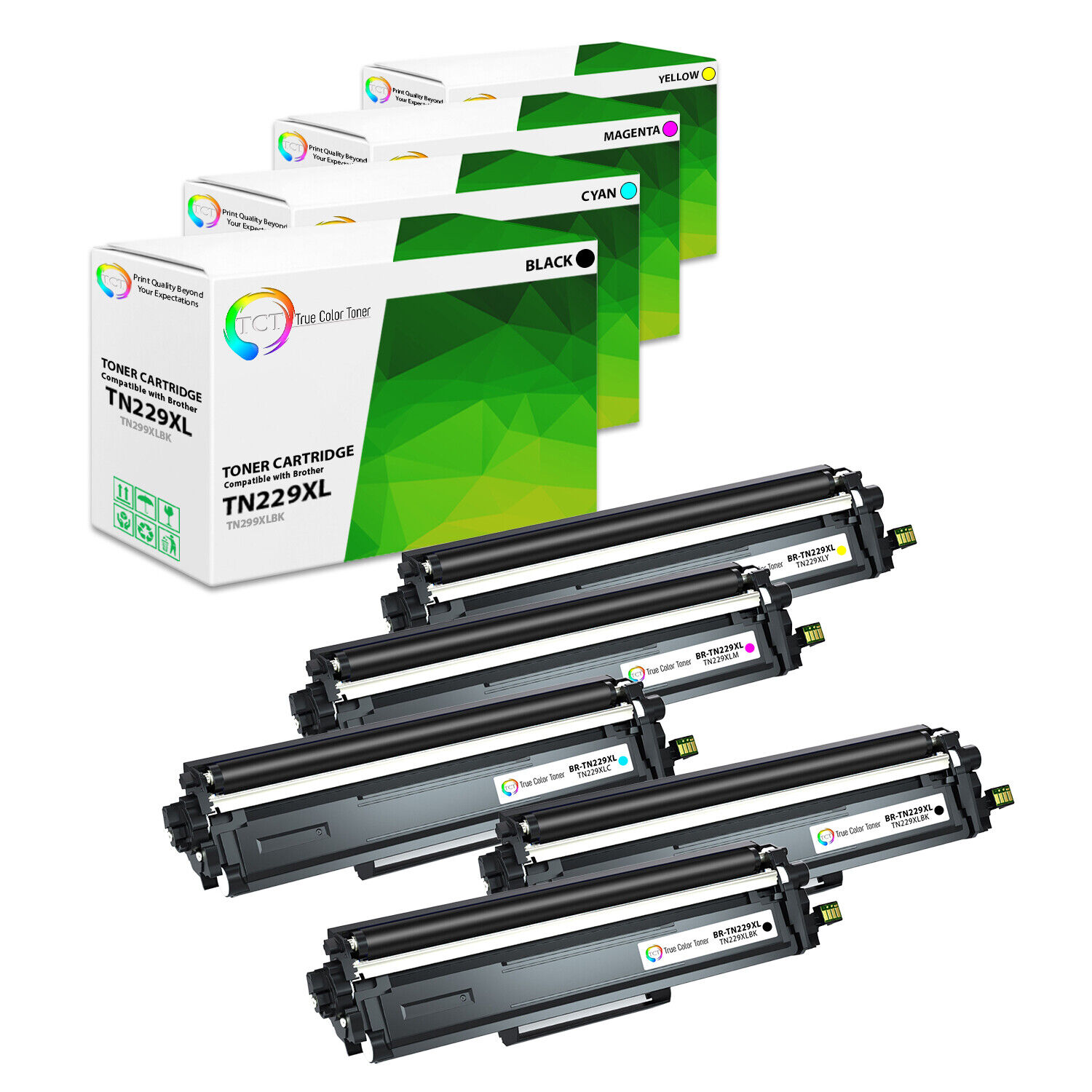 5Pk TCT Premium TN229 BCYM HY for Compatible Brother MFCL3780CDW Toner Cartridge