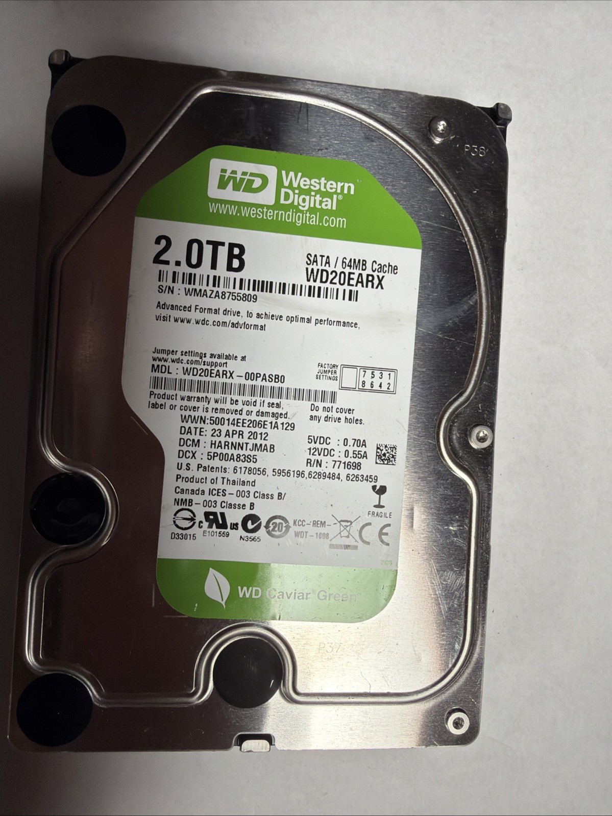 Western Digital 2 TB, Internal, 7200 RPM, 3.5" (WD20EURX) Hard Drive