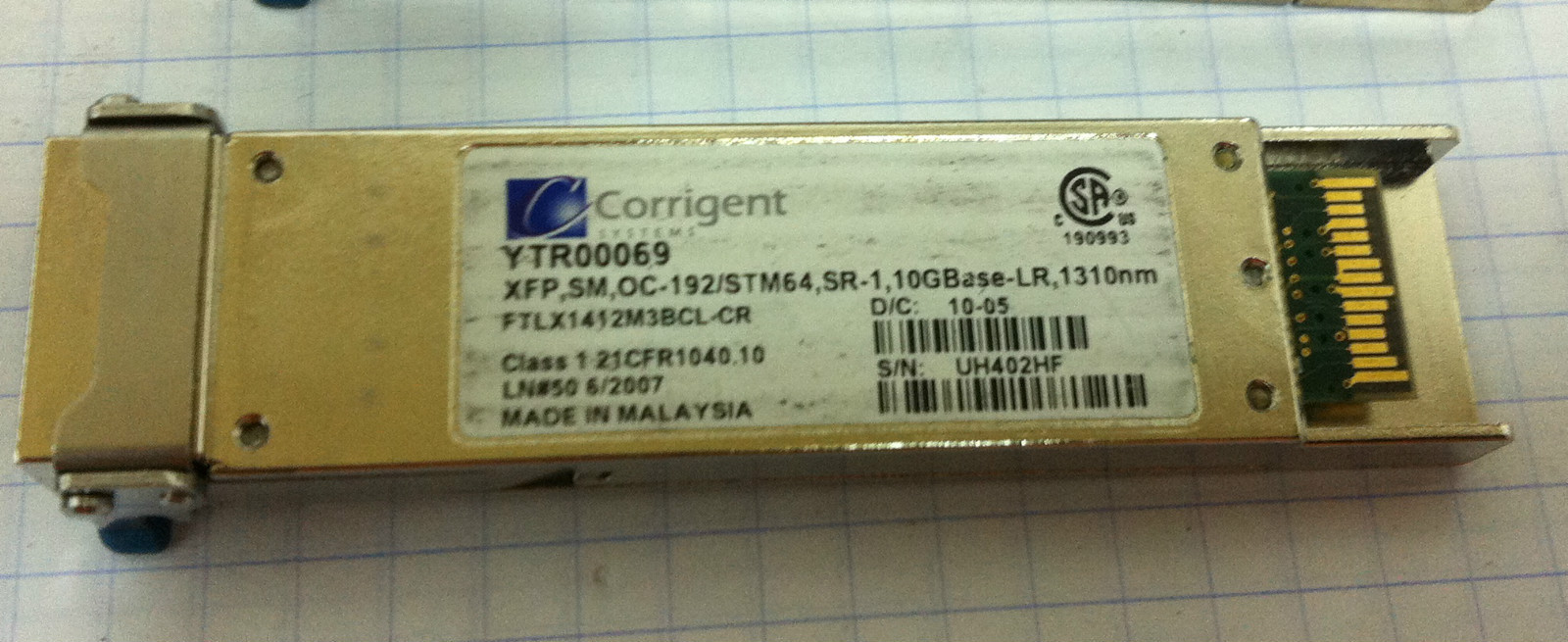 14x Finisar FTLX1412M3BCL SM OC-192/SRM64 SR-1 10GBASE-LR XFP 1310nm Transceiver