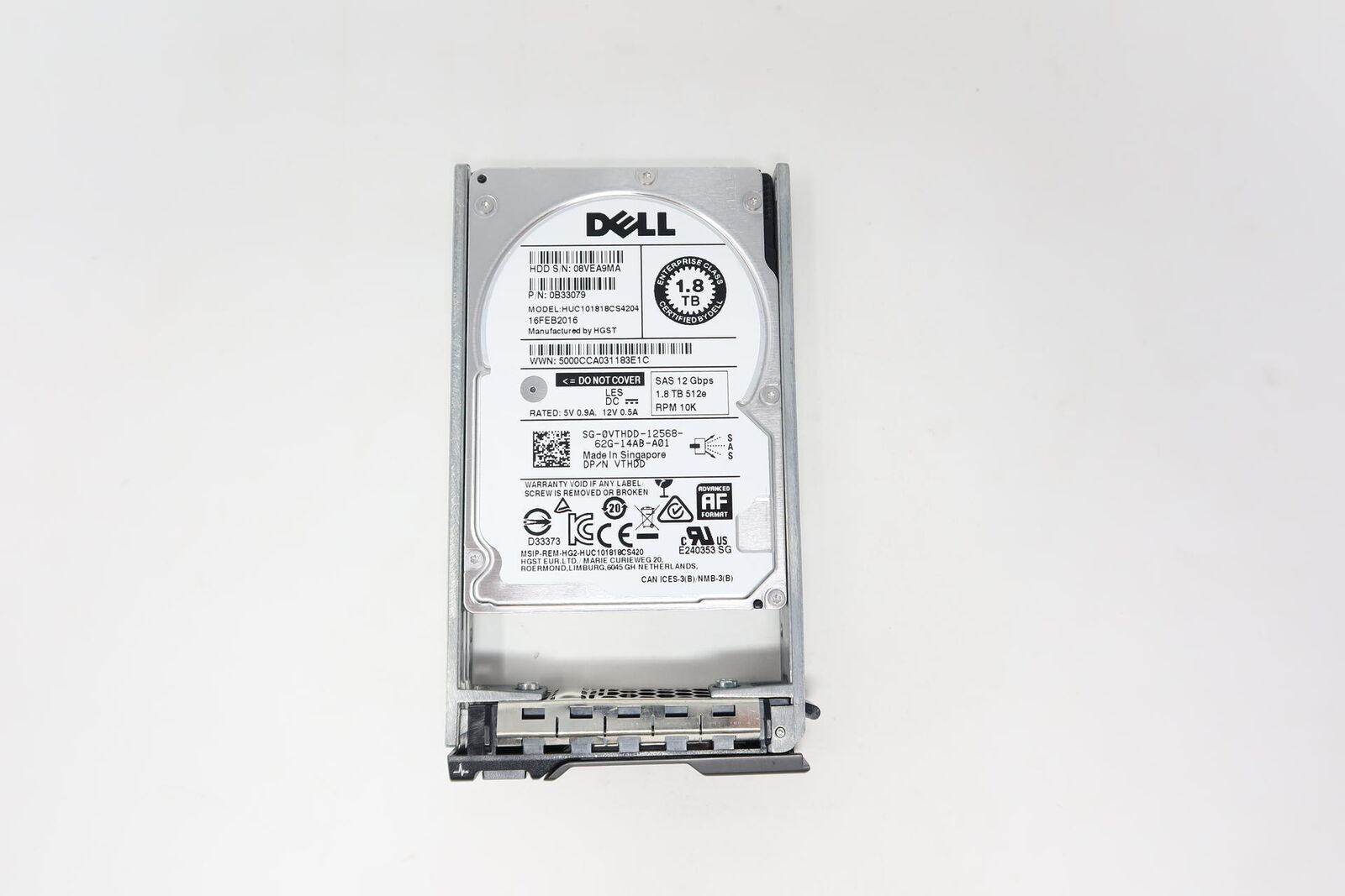 HUC101818CS4204 VTHDD Dell 1.8TB 10K 12G 128MB 2.5in SAS Hard Drive