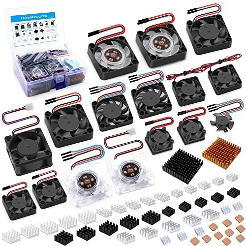 Heatsink Fan Kit for Raspberry Pi, Cooler Fan Set, PWM Speed Control