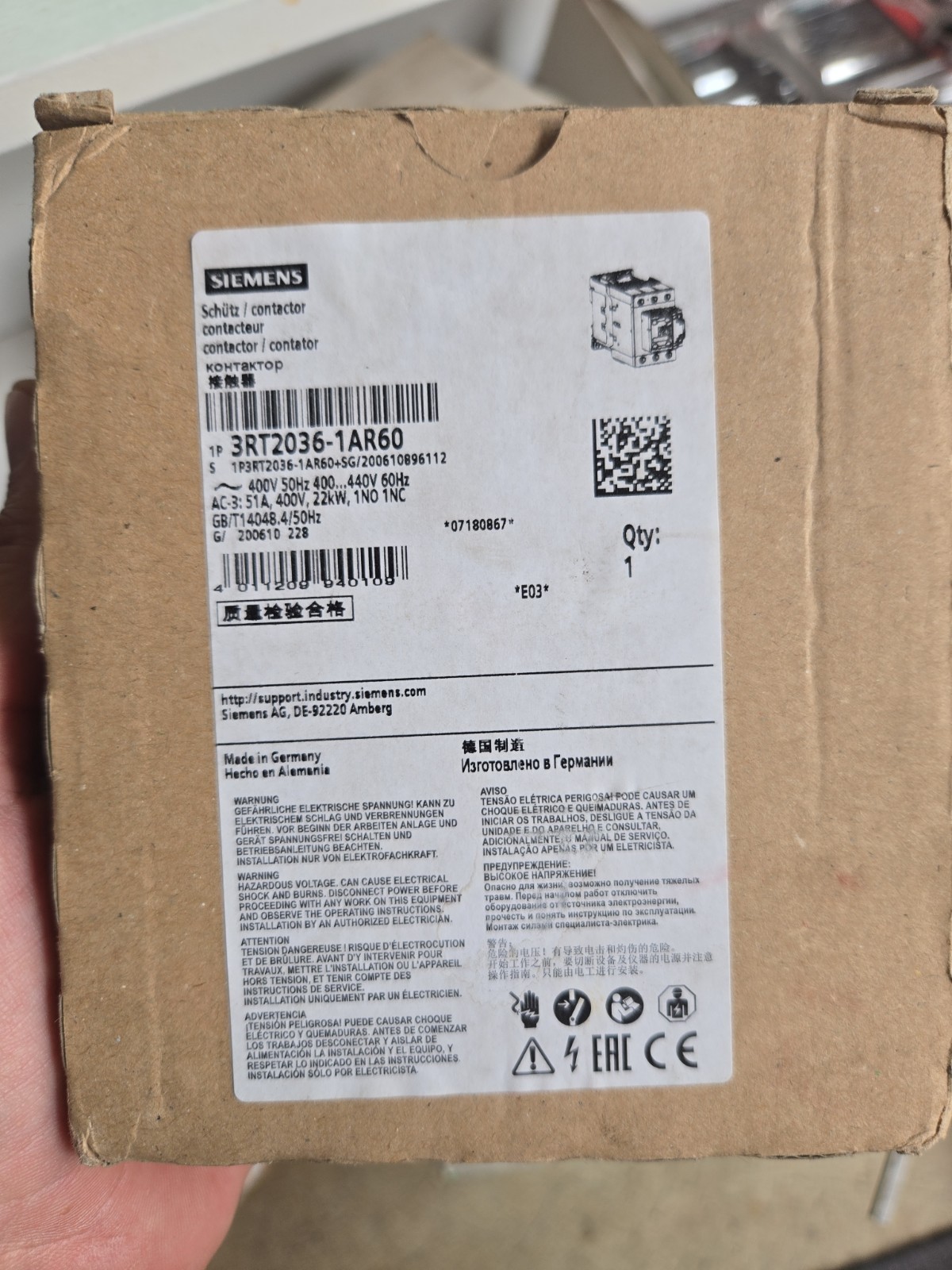 1PCS NEW 3RT2036-1AR60