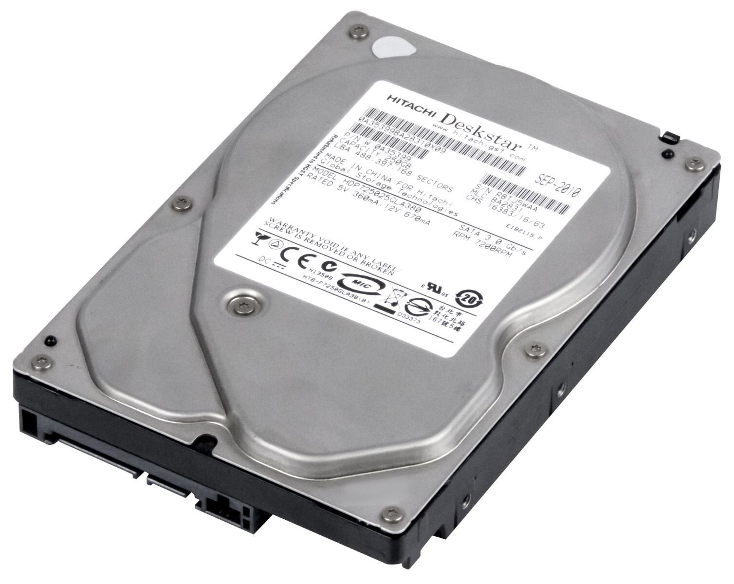 Hitachi Ultrastar HDP725025GLA380 250GB 7200 RPM 8MB SATA II 3.5in HDD