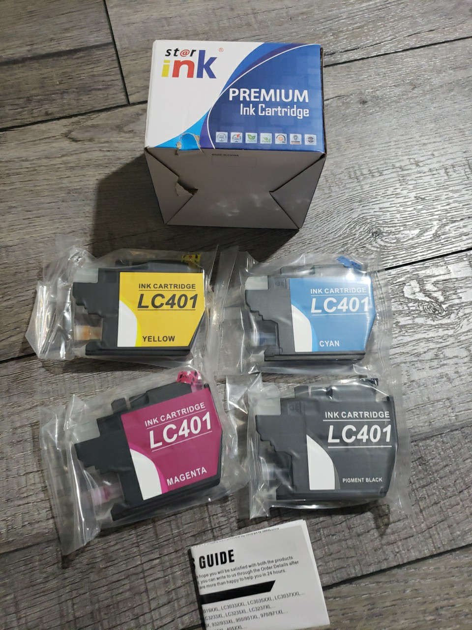 STAR INK 4 pack Printer Ink Cartridges LC401, Black, Cyan, Magenta, Yellow